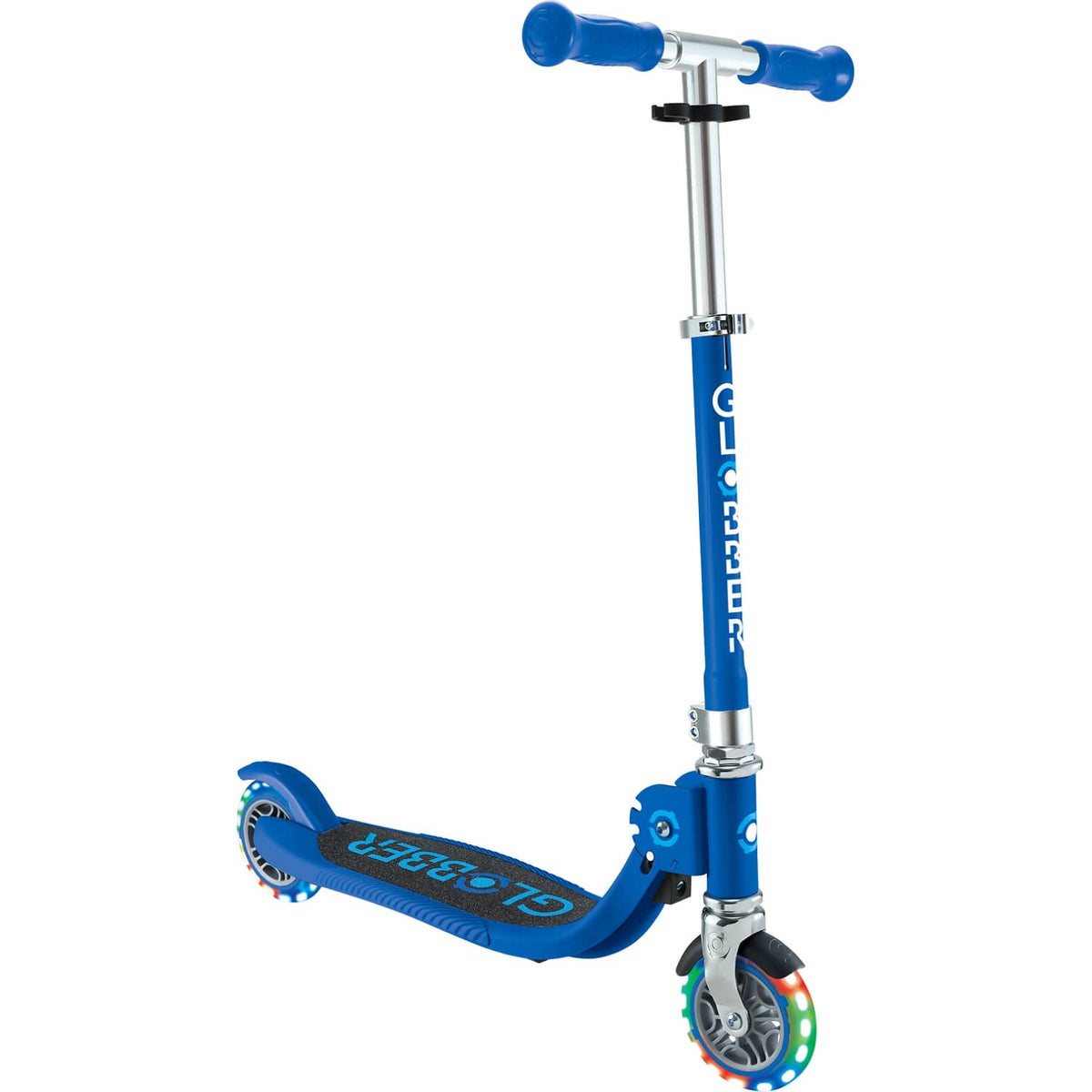 Globber - Flow Foldable Junior Scooter with Lights Navy Blue / Sky Blue