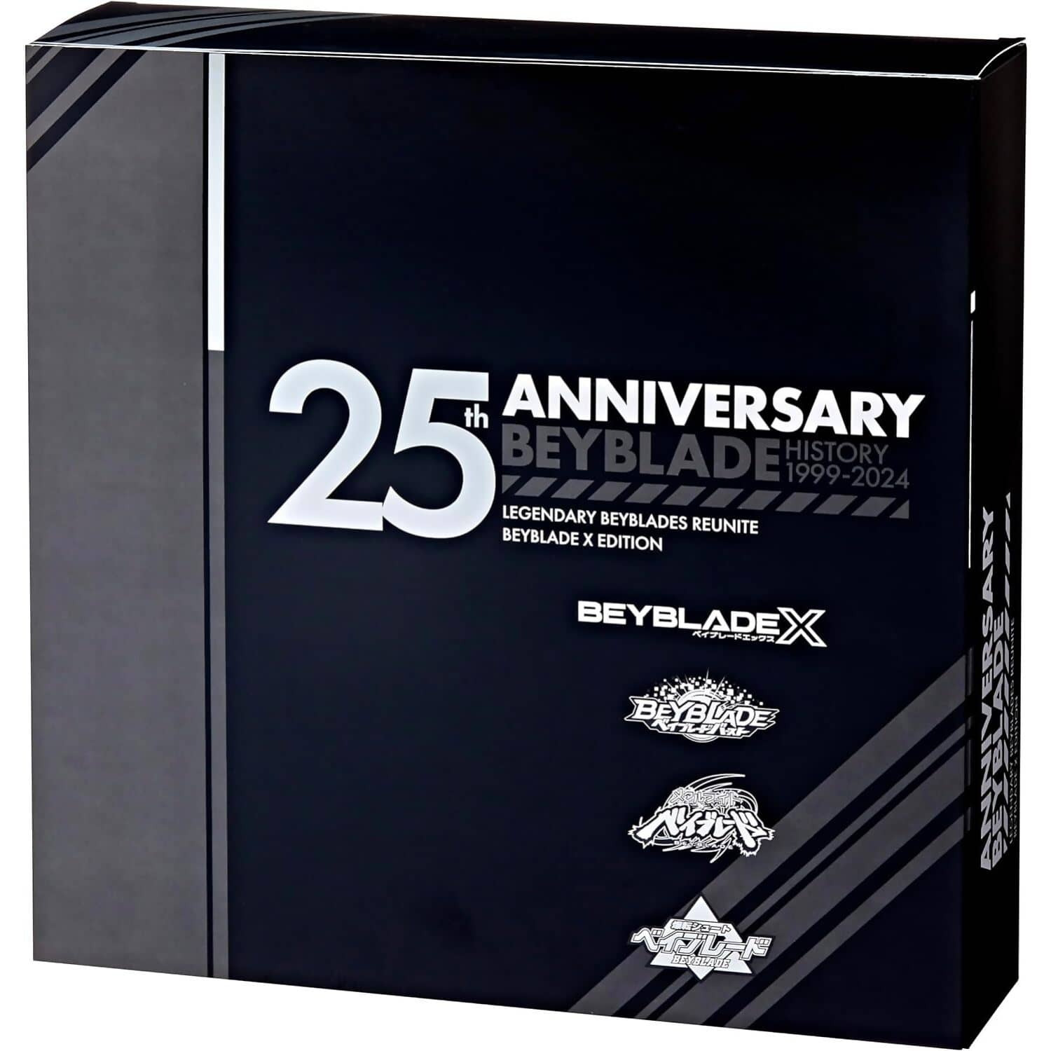 BEYBLADE X - 25th Anniversary Set History 1999 - 2024 Includes 4 Takara Tomy Tops and 4 Launchers