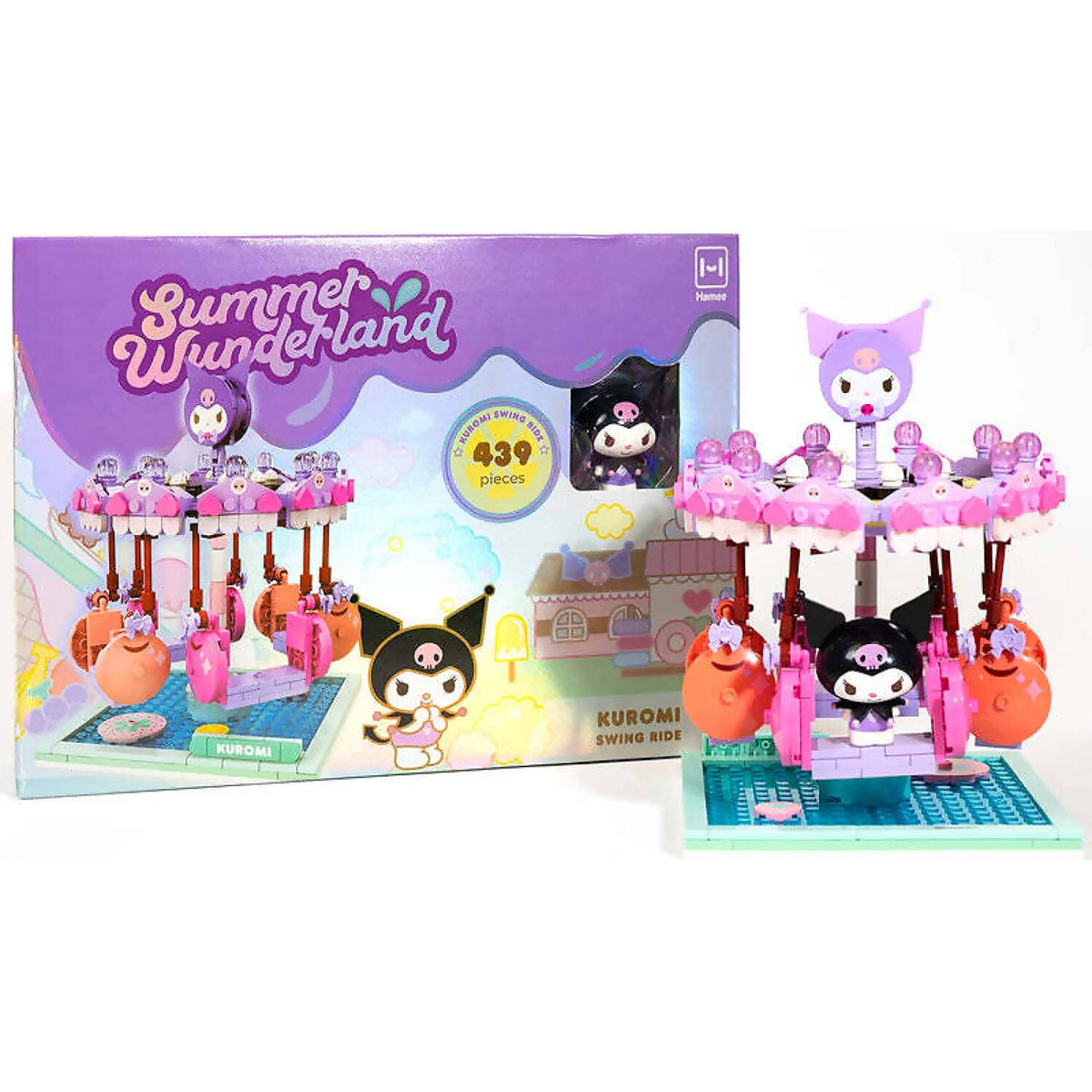Hello Kitty - and Friends - YuMe Blocks Summer Wunderland - Kuromi Swing Ride 439 Pieces