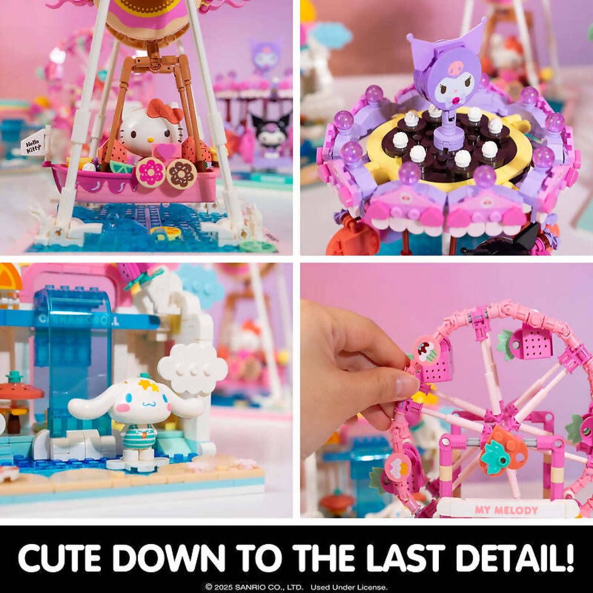 Hello Kitty - and Friends - YuMe Blocks Summer Wunderland - Kuromi Swing Ride 439 Pieces