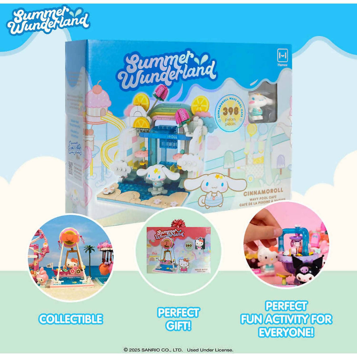Hello Kitty - and Friends - YuMe Blocks Summer Wunderland - Cinnamoroll Wave Pool Cafe 398 Pieces