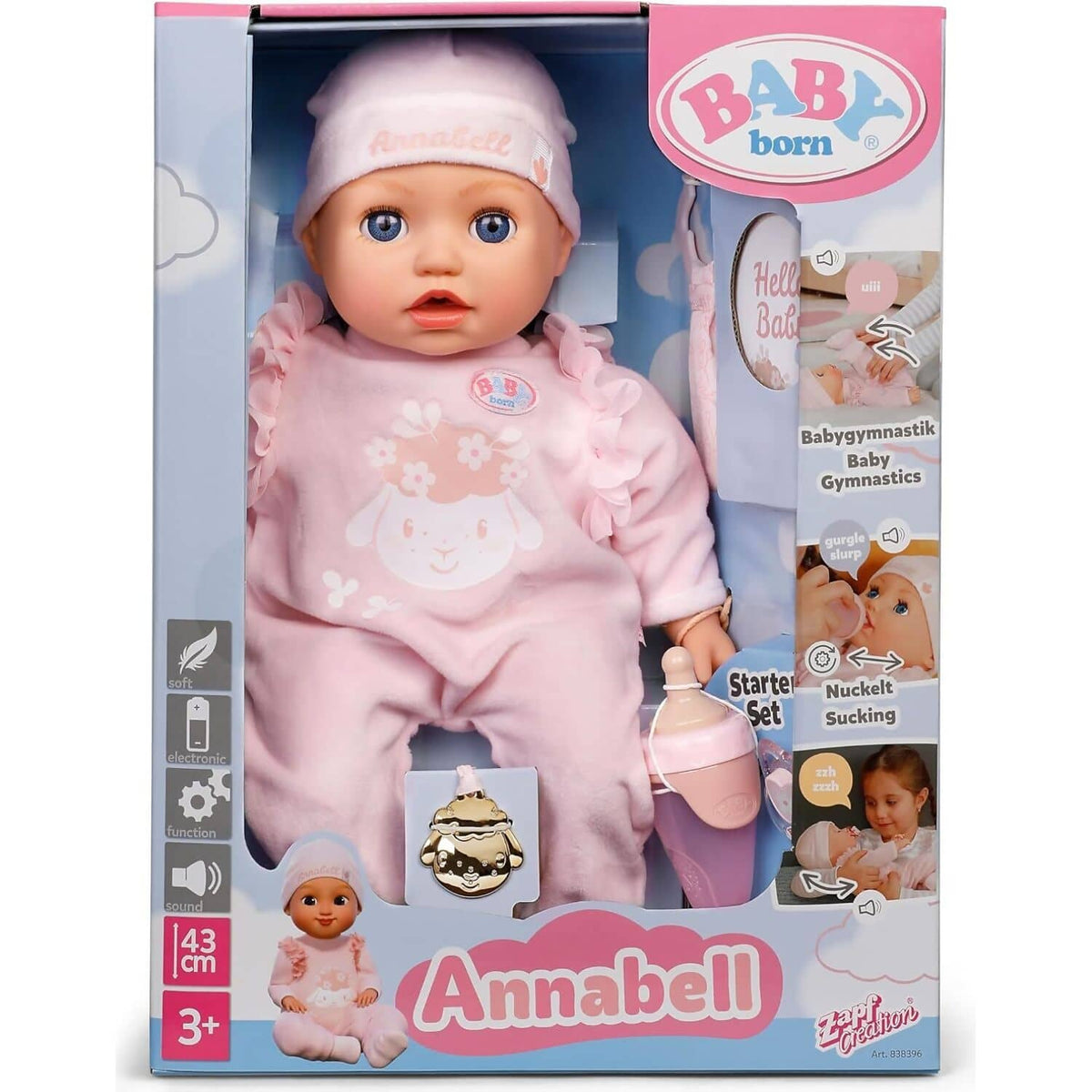 BABY born - Annabell 43cm Baby Doll with Functions and Sounds Includes Accessories