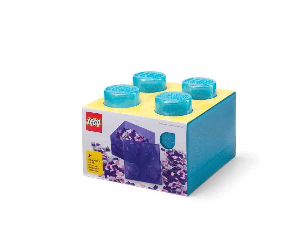 LEGO® Storage Brick 4 Studs Top Lid Translucent Glitter Light Blue - Room Copenhagen