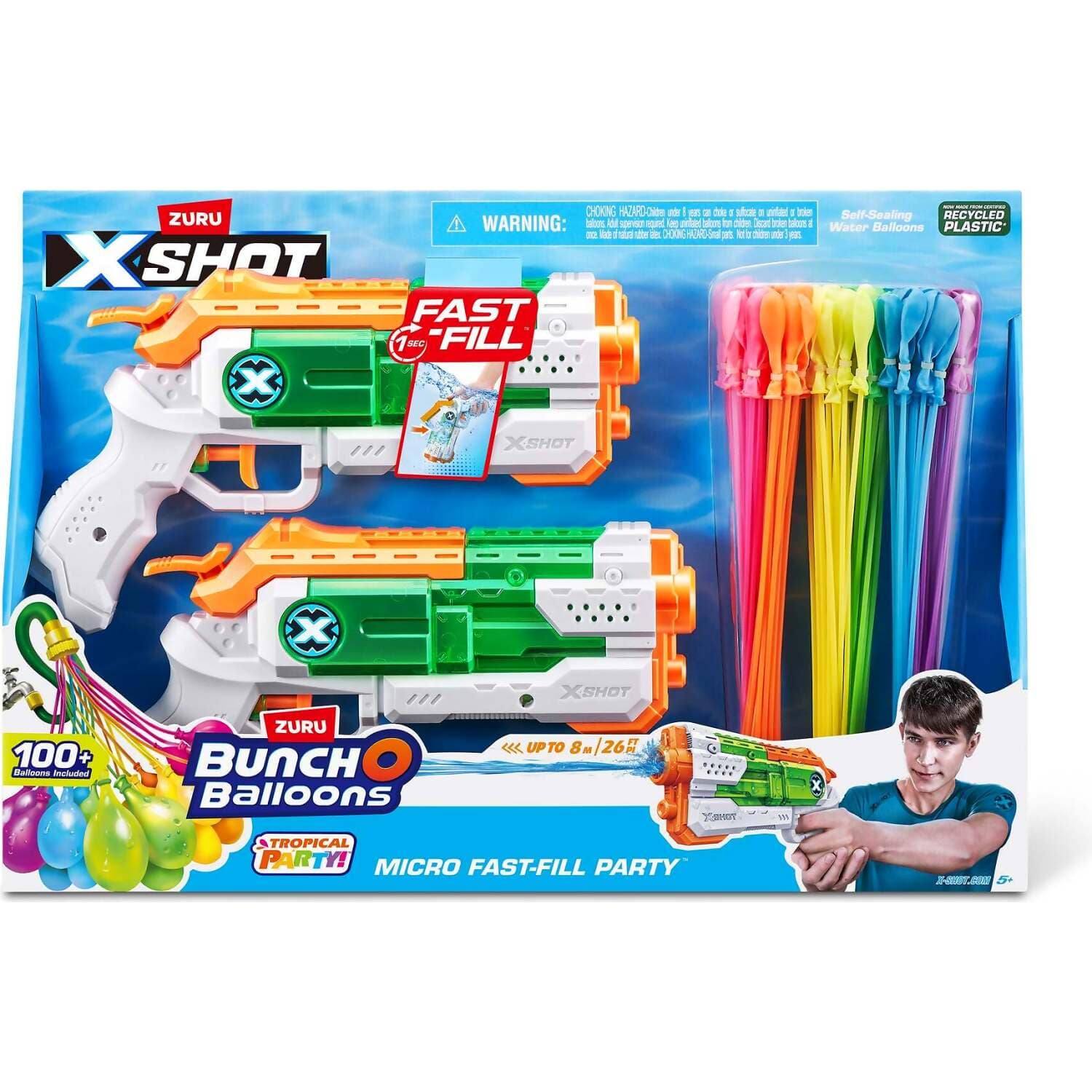 ZURU - X-Shot Bunch O Balloons Micro Fast Fill Party 2-Pack with 100 Balloons