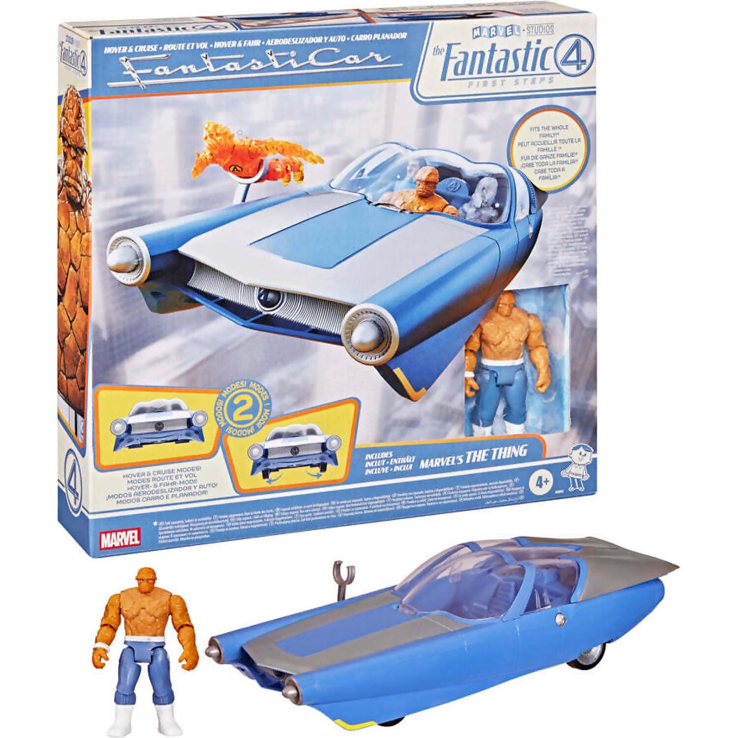 Marvel - Studios The Fantastic Four: First Steps Hover & Cruise FantastiCar with The Thing Action Figure