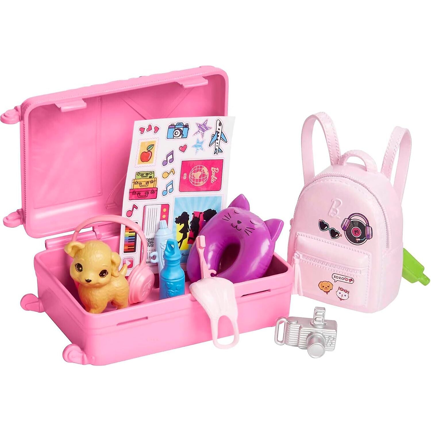 Barbie - Family & Friends Barbie Malibu Doll Travel Set with Puppy & Accessories - Mattel