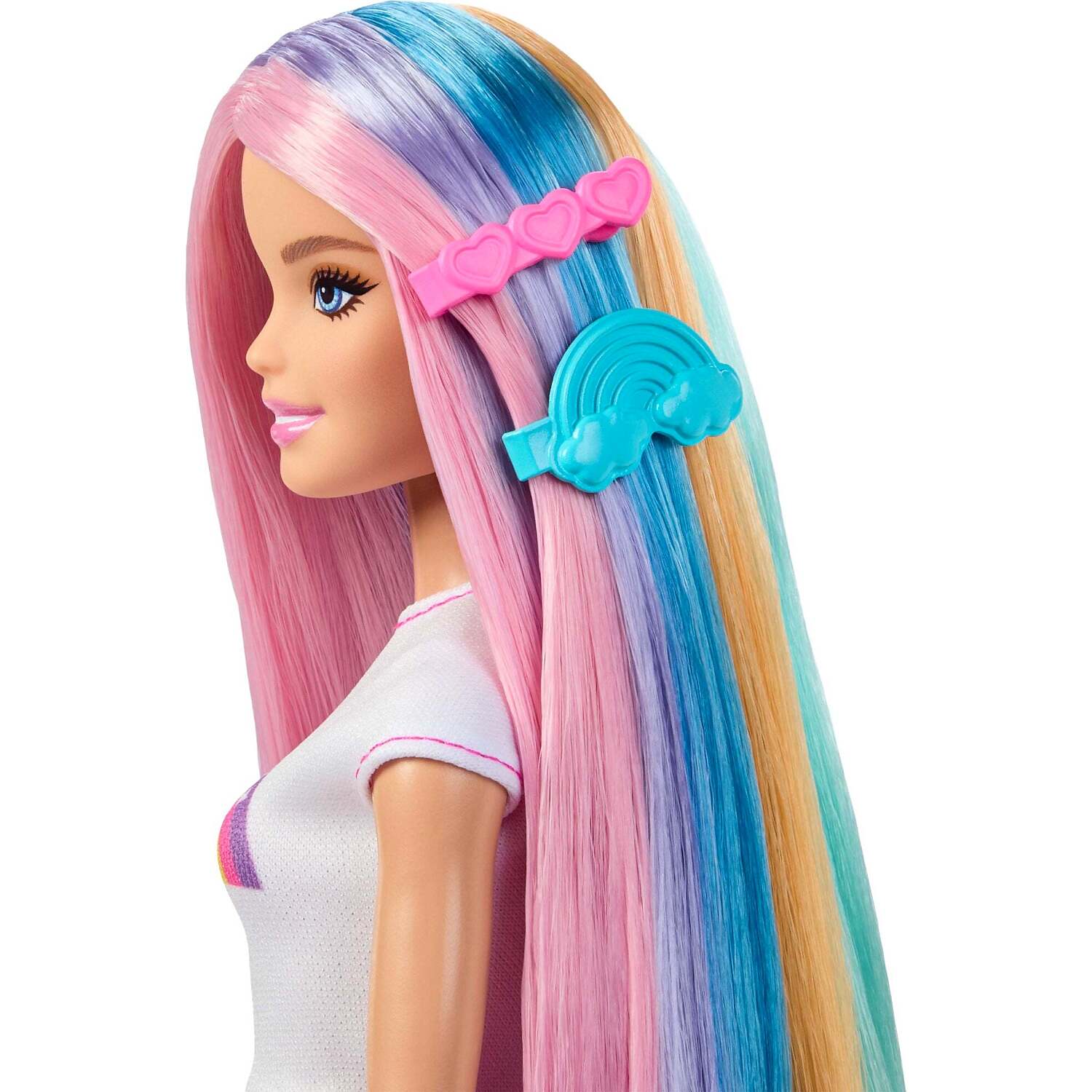 Barbie - Rainbow Sparkle Hair Fashion Doll With Extra-Long Hair and 12 Styling Accessories - Mattel