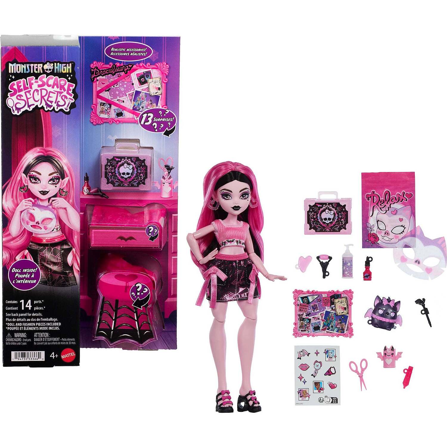 Monster High - Self-Scare Secrets Draculaura Fashion Doll with 13 Surprises - Mattel