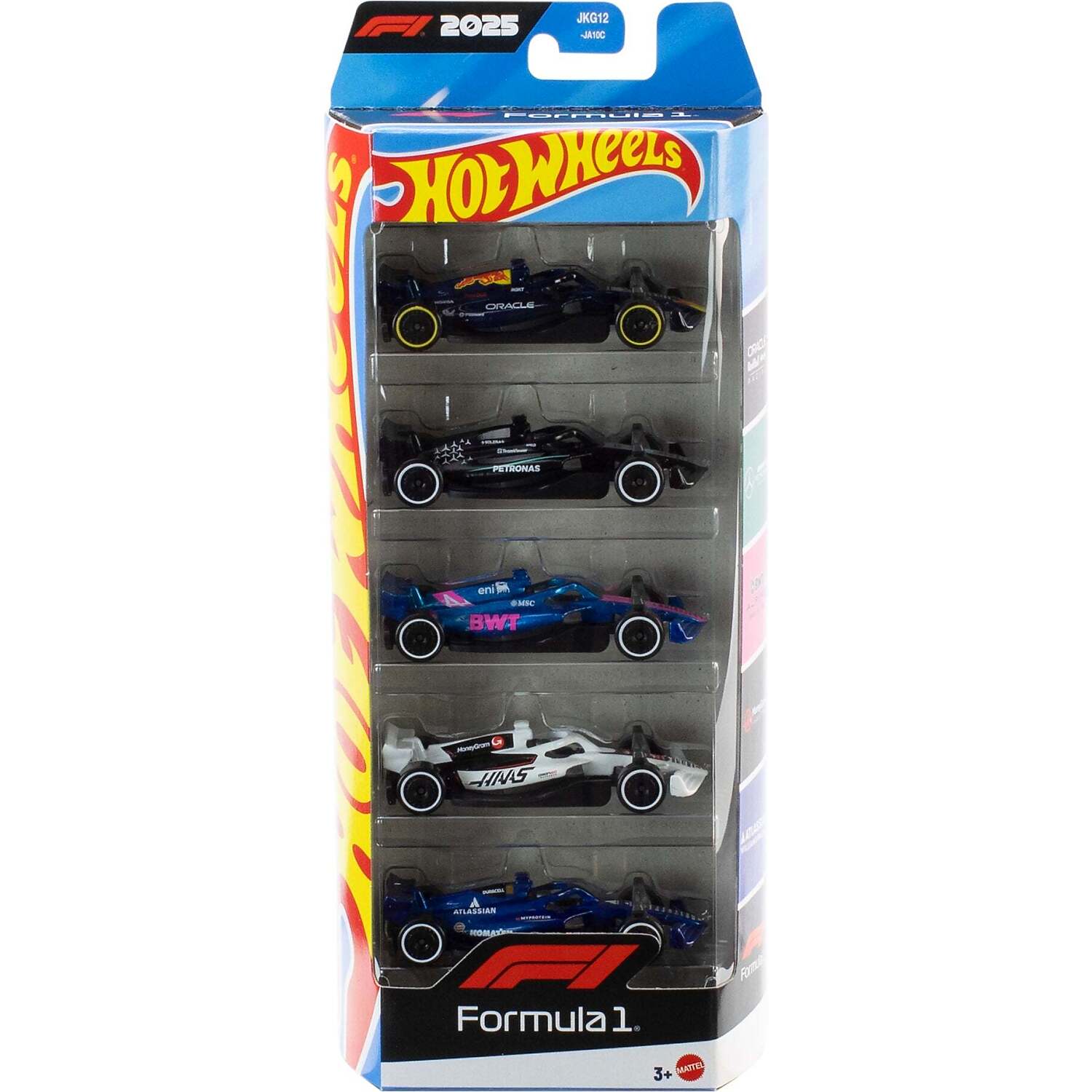 Hot Wheels - Formula 1 Set Of 5 Die-Cast Toy F1 Cars in 1:64 Scale - Mattel