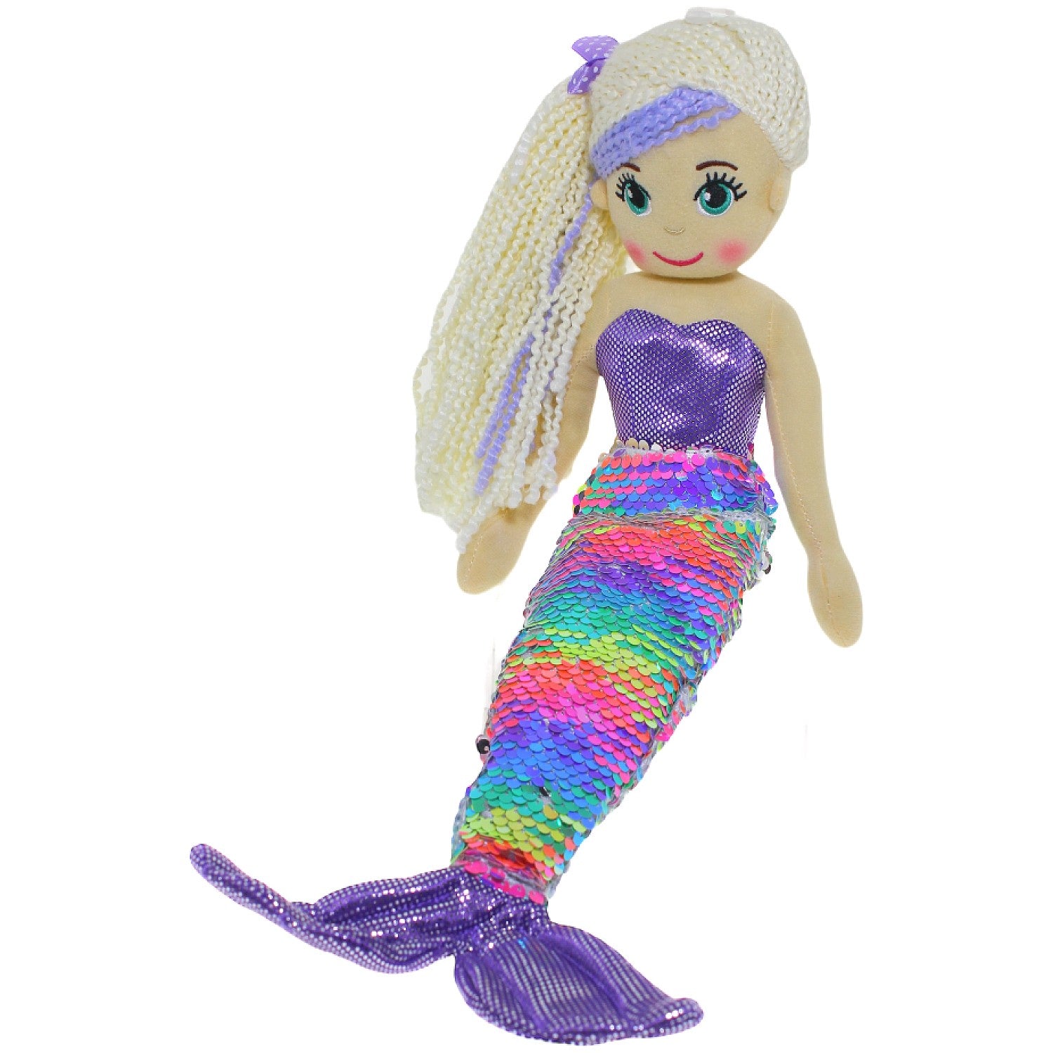 Cotton Candy - Mermaid 45cm Violet Purple Rainbow Sequined Flip Tail Plush