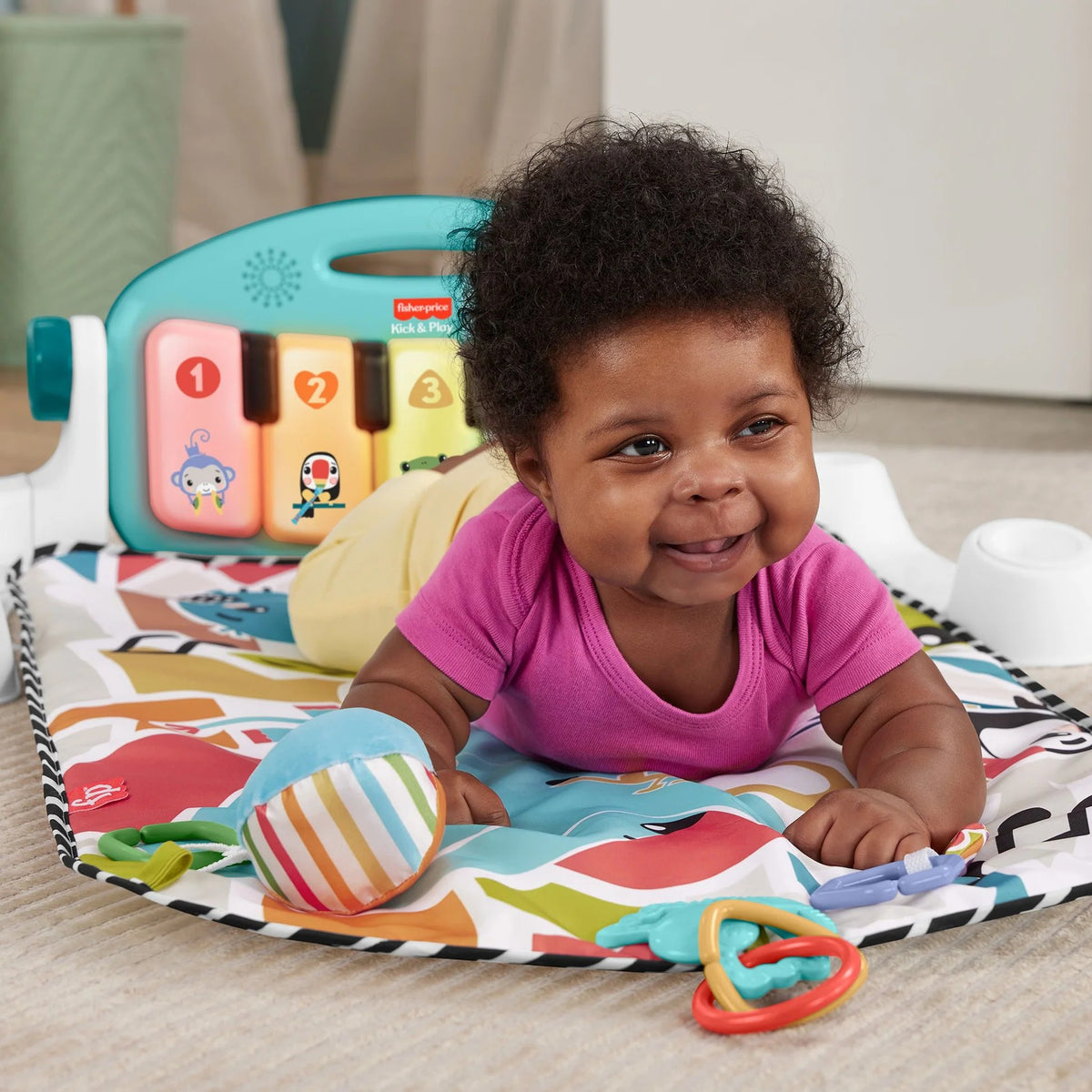 Fisher-Price - Glow and Grow Kick & Play Piano Gym - Blue