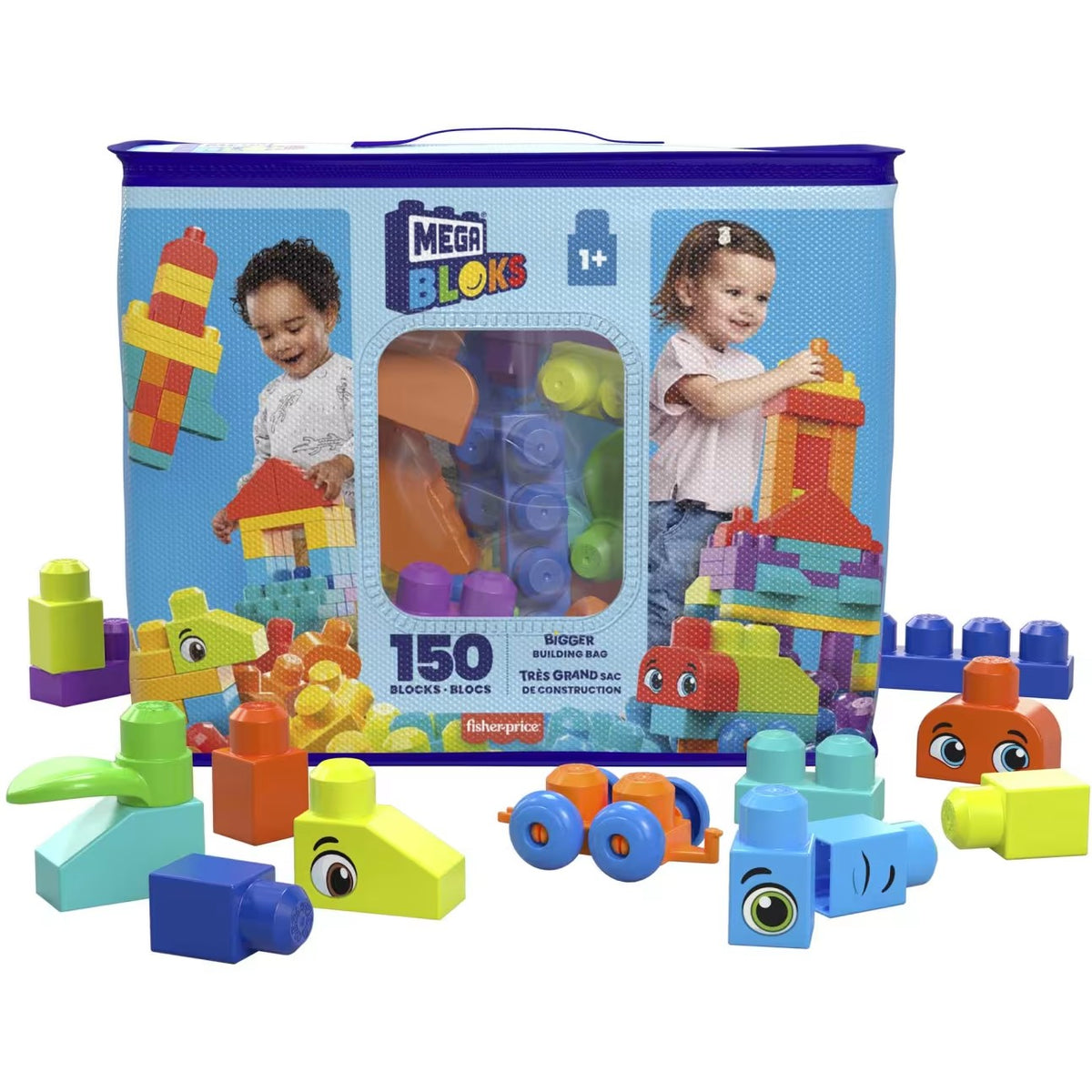 MEGA BLOKS - Fisher-Price Bigger Building Bag 150 Blocks - Fisher-Price