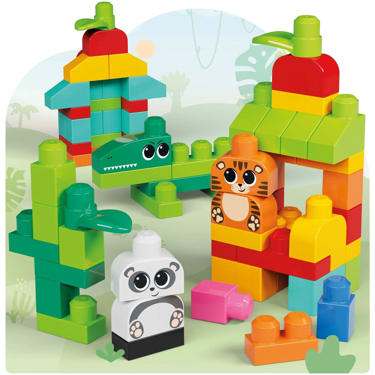 MEGA BLOKS - Fisher-Price Animal Blocks Building Toy with Storage 250 Blocks - Fisher-Price