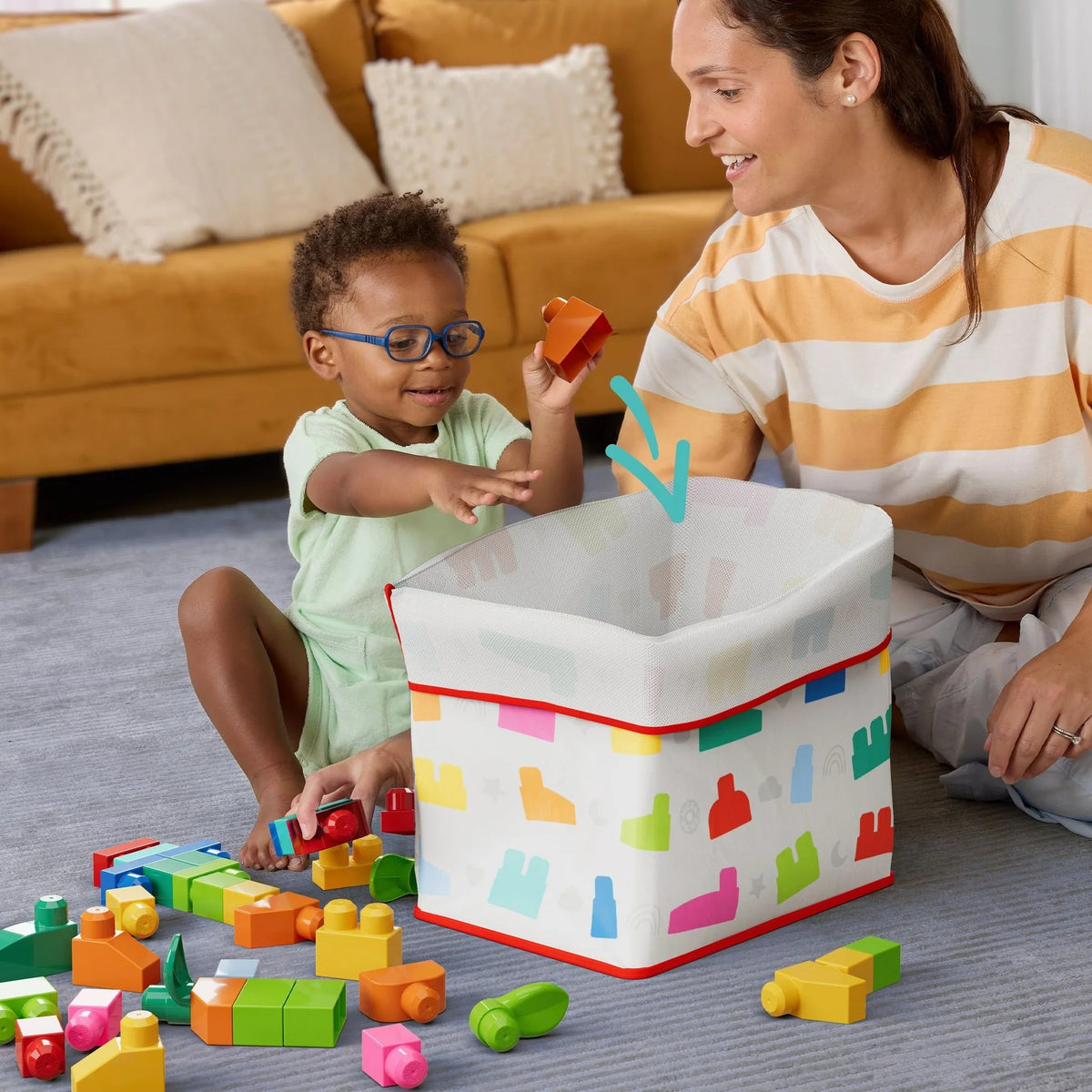 MEGA BLOKS - Fisher-Price Animal Blocks Building Toy with Storage 250 Blocks - Fisher-Price