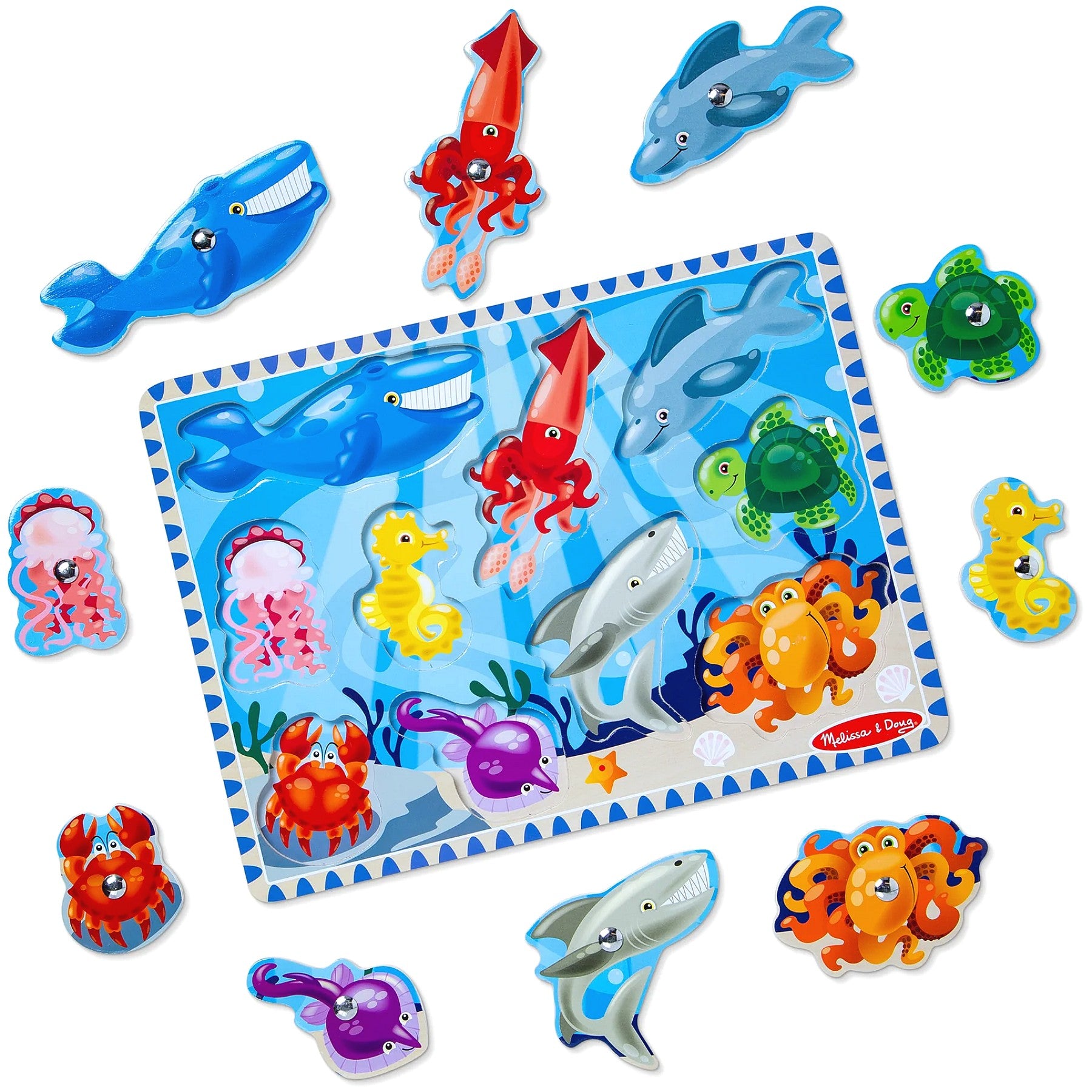 Melissa & Doug - Wooden Fishing Magnetic Puzzle Game 10 Pieces