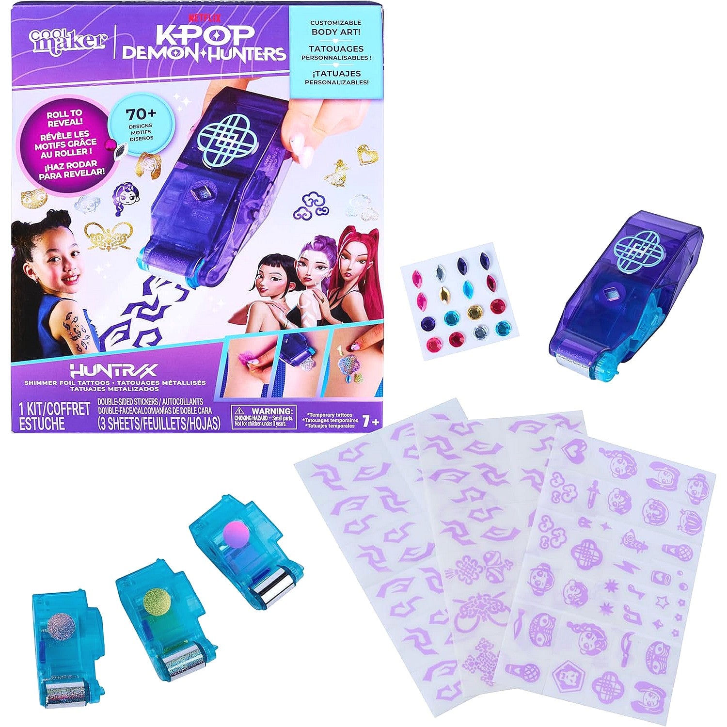 Cool Maker - Kpop Demon Hunters HUNTR/X Shimmer Foil Tattoos Body Art Kit