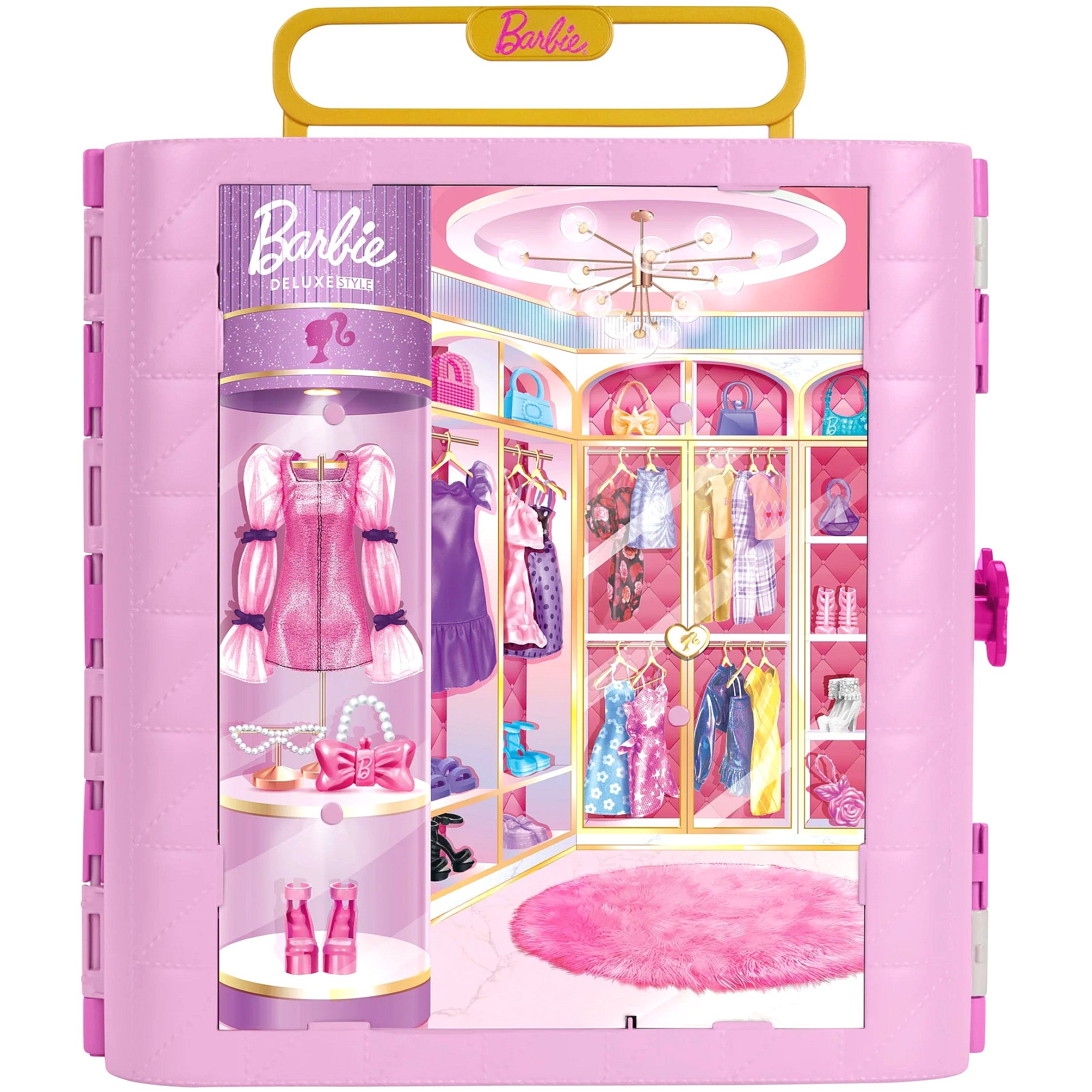 Barbie - Deluxe Style Closet with Spin & Style Feature Portable Storage Dolls not Included - Mattel