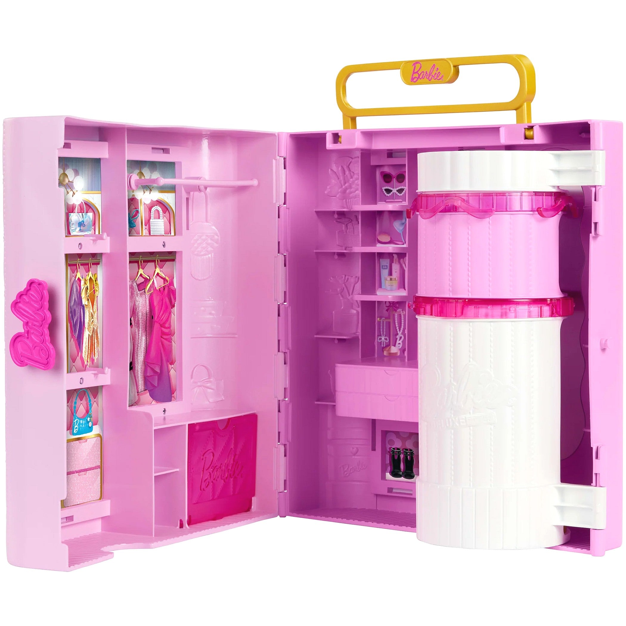 Barbie - Deluxe Style Closet with Spin & Style Feature Portable Storage Dolls not Included - Mattel