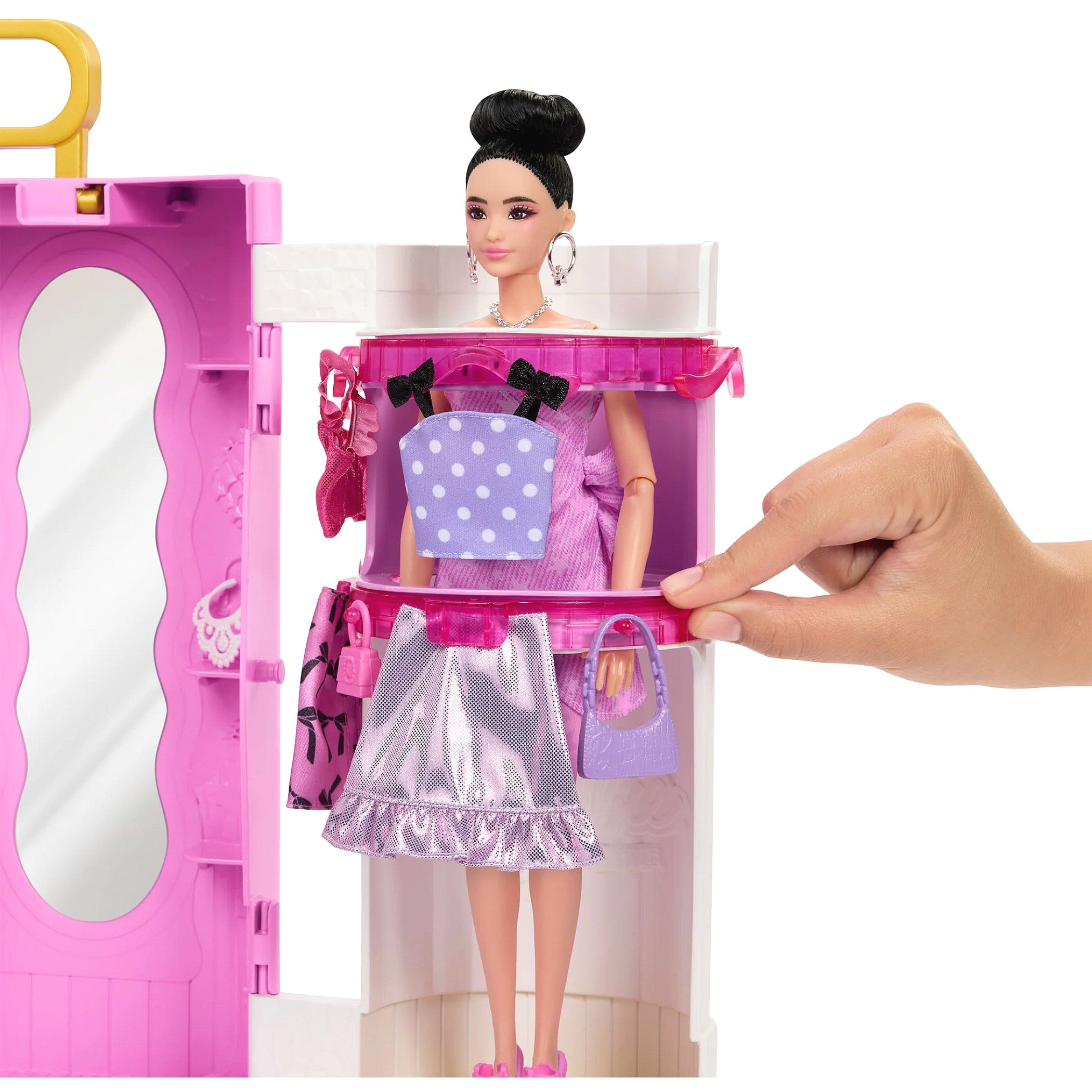 Barbie - Deluxe Style Closet with Spin & Style Feature Portable Storage Dolls not Included - Mattel