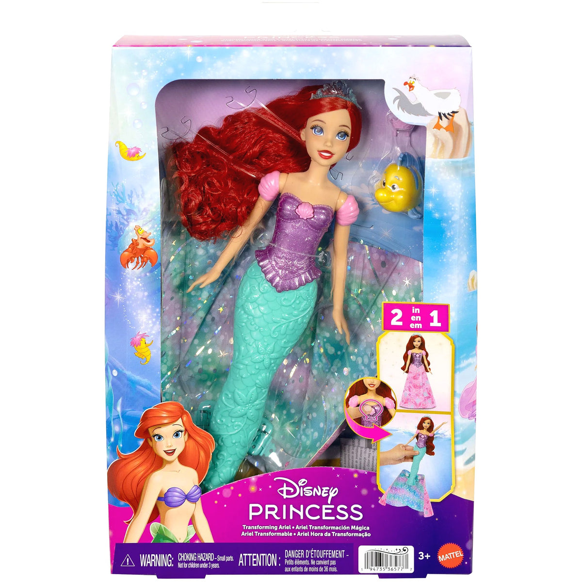 Disney - Princess Ariel Human To Mermaid Transforming Fashion Doll - Mattel
