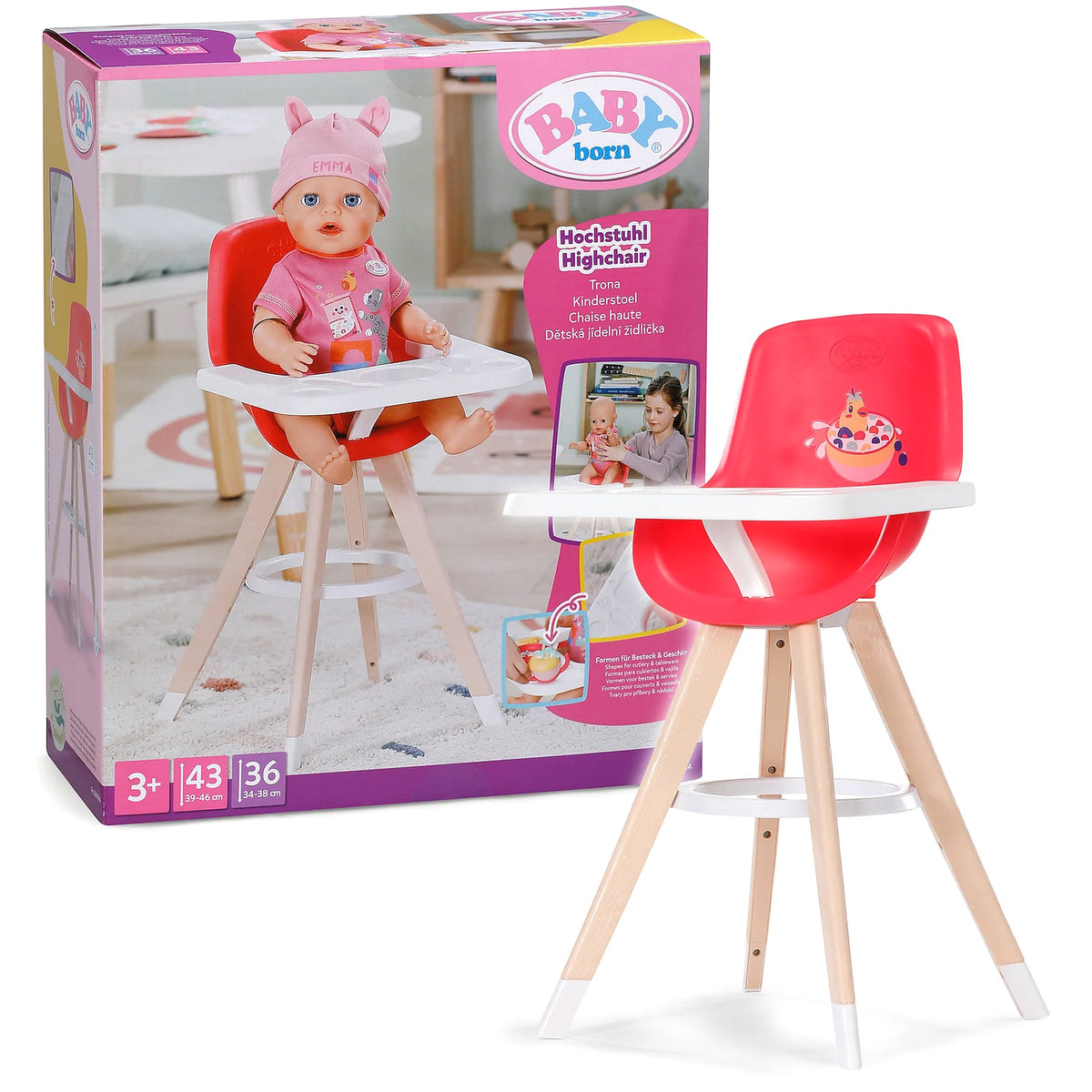 BABY born - High Chair Pink for 36 cm & 43 cm Dolls