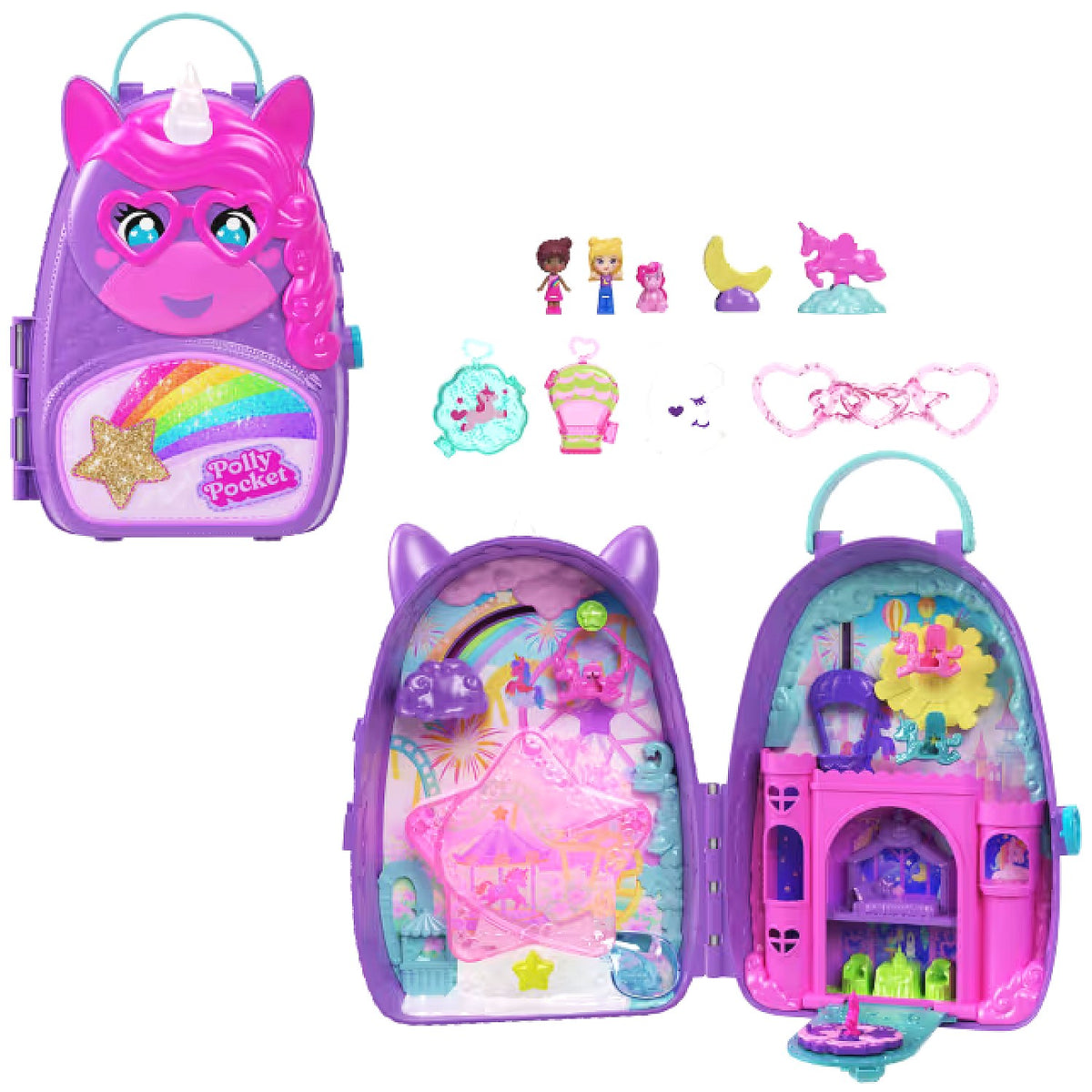 Polly Pocket - Unicorn Travel Backpack Playset - Mattel