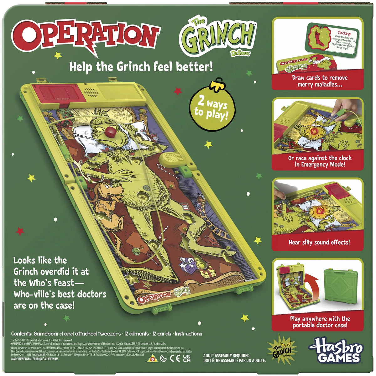 Hasbro Games - Operation Dr. Seuss The Grinch Edition Electronic Board Game