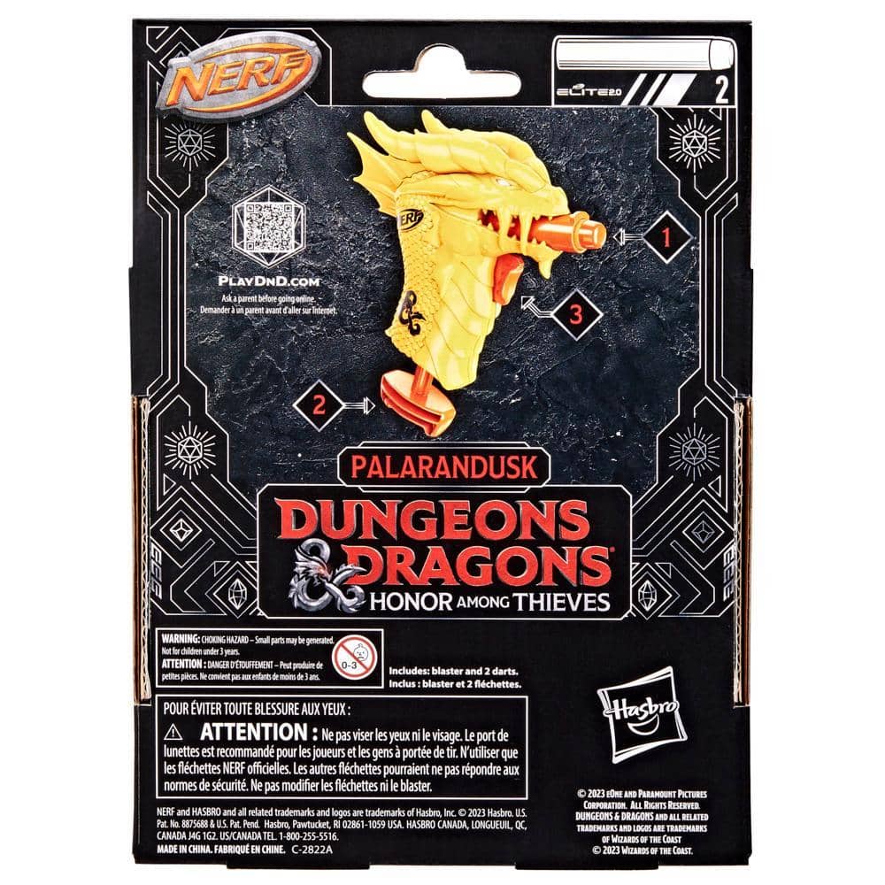 Nerf - Microshots Dungeons & Dragons Palarandusk Blaster And 2 Nerf Elite 2.0 Darts