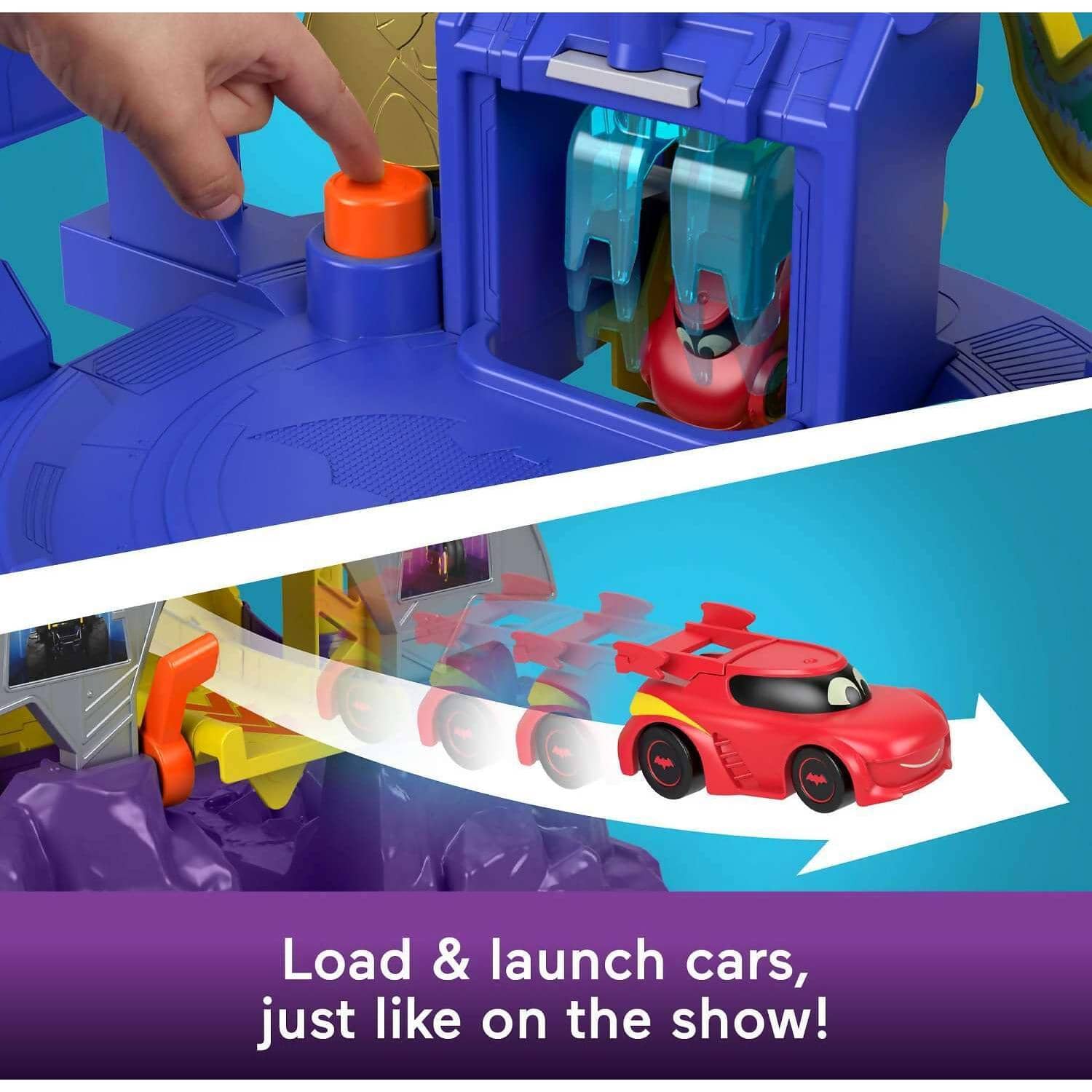 Fisher-Price - Dc Batwheels Race Track Playset Launch & Race Batcave With Lights Sounds & 2 Toy Cars