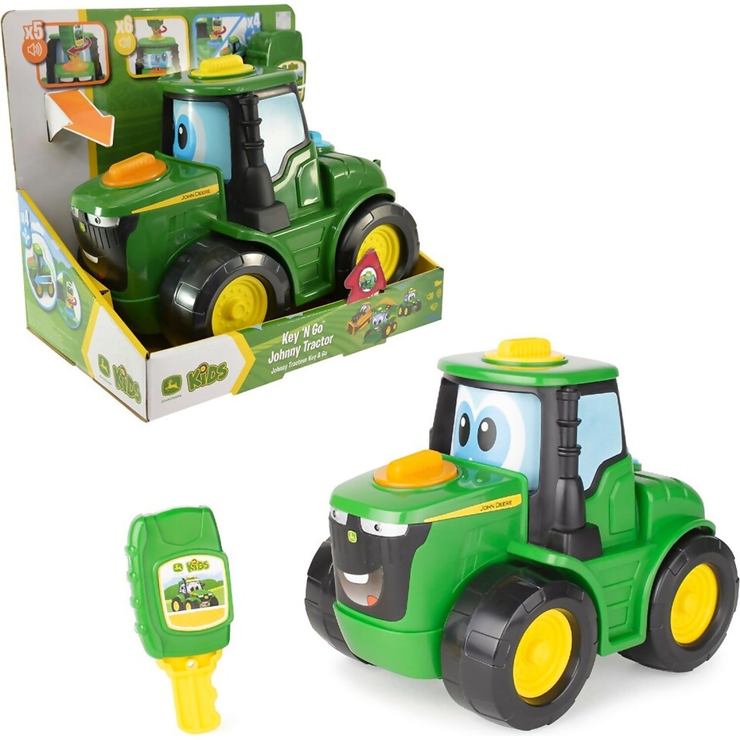 John Deere - Kids - Key-n-go Johnny Tractor With 15 Interactive Ways To Play - Tomy
