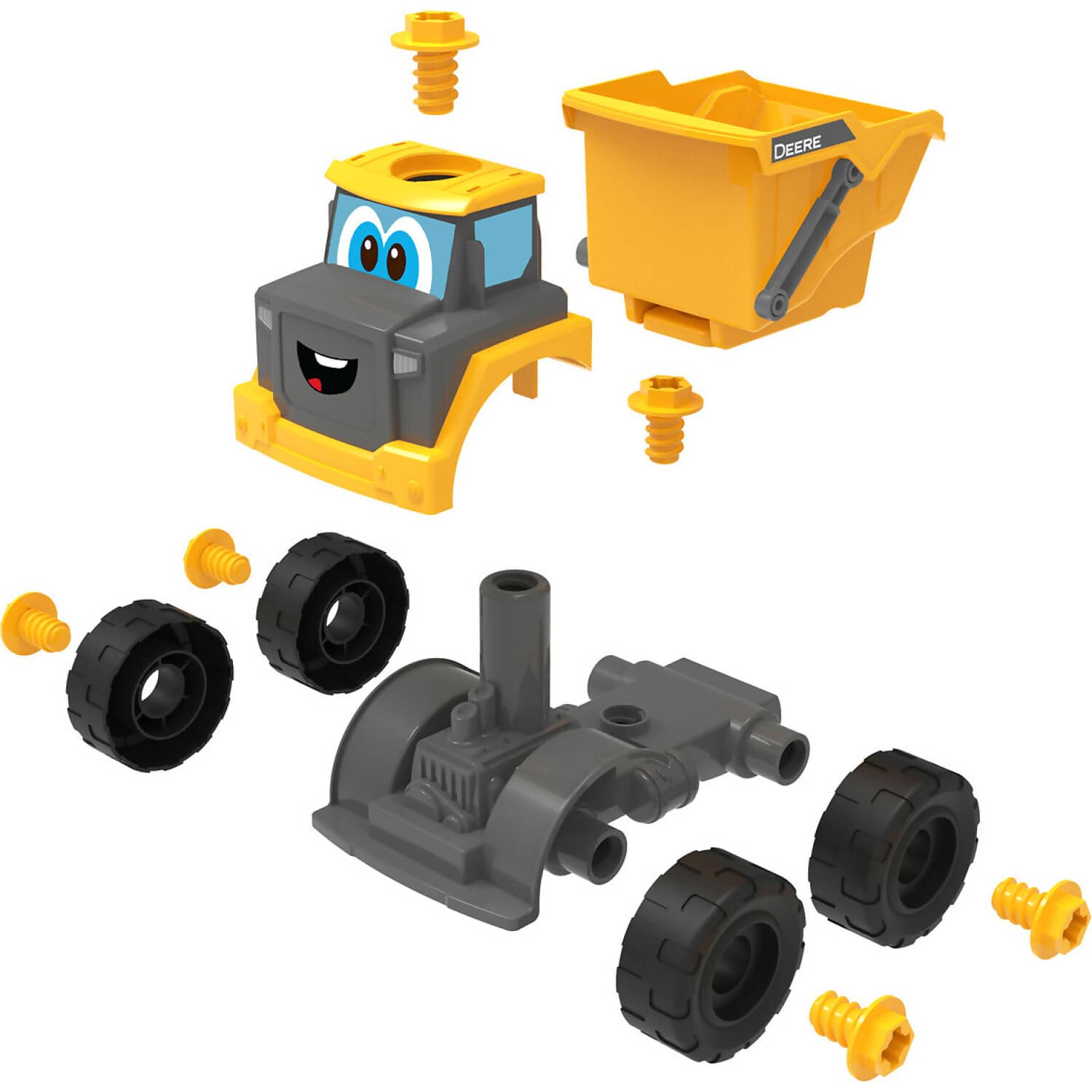 John Deere - Kids - Build A Buddy Yellow Dump Truck 2-in-1 Toy With Toy Drill - Tomy