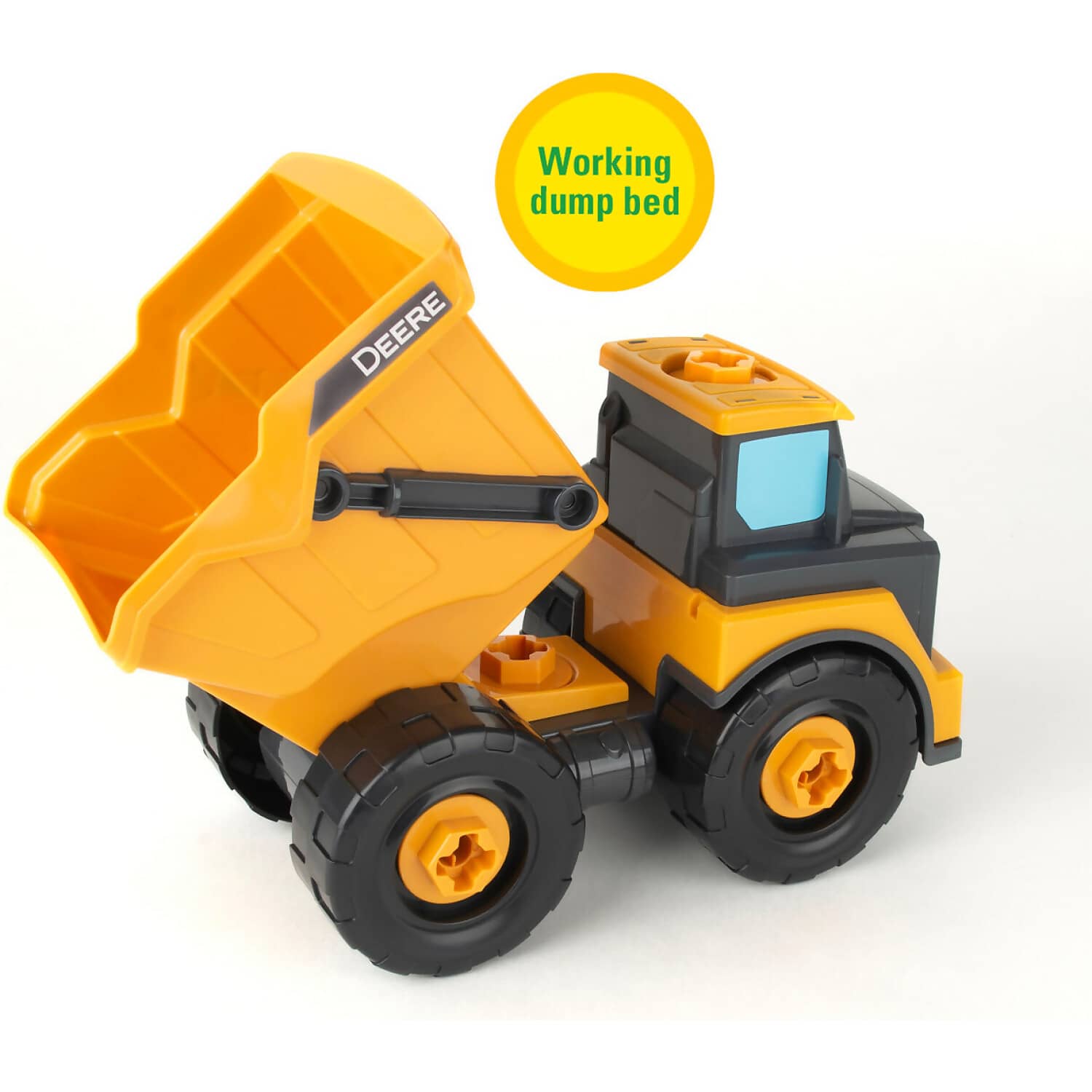 John Deere - Kids - Build A Buddy Yellow Dump Truck 2-in-1 Toy With Toy Drill - Tomy