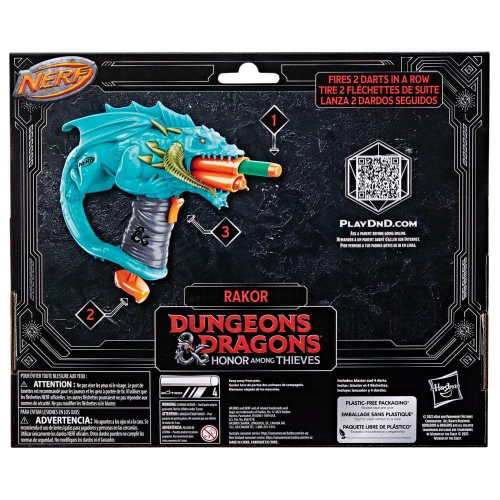 Nerf - Dungeons & Dragons Rakor Nerf Blaster And 4 Nerf Elite 2.0 Darts