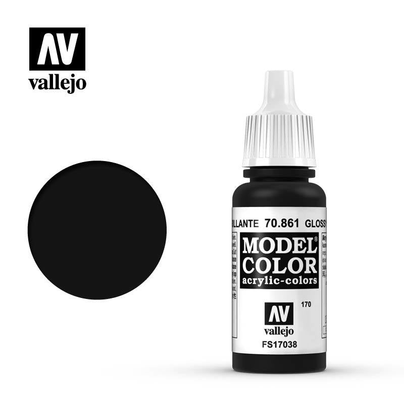 VALLEJO MODEL COLOR GLOSSY BLACK 17ML AV70861