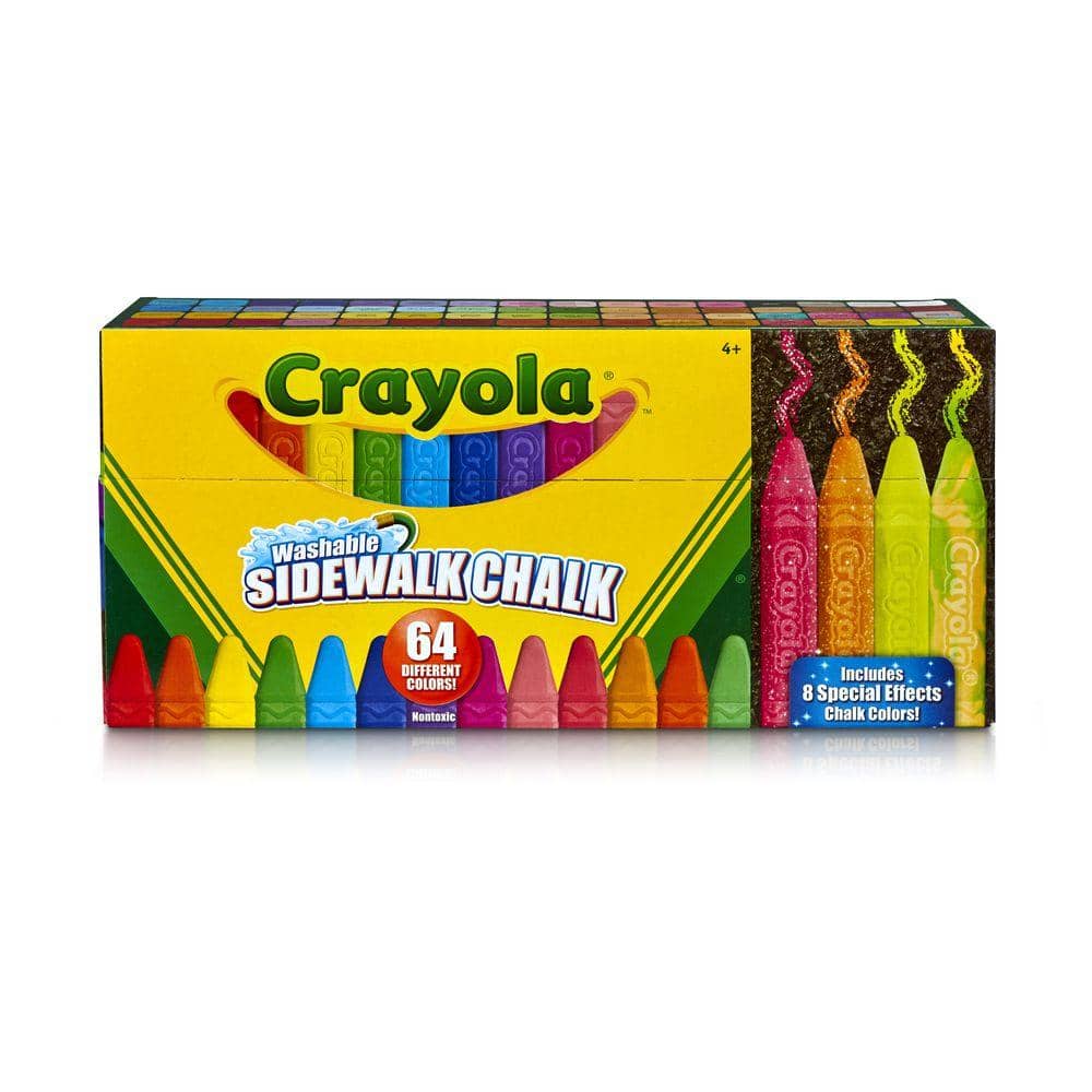 Crayola - Washable Sidewalk Chalk 64 Different Colors Includes Glitter & Neon