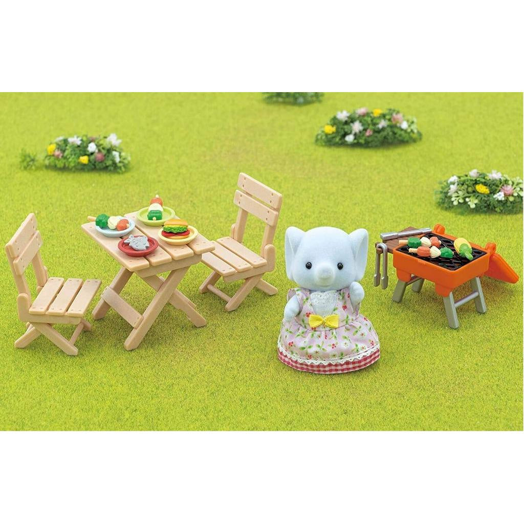 Sylvanian Families - Bbq Picnic Playset With Elephant Girl Animal Doll Playset