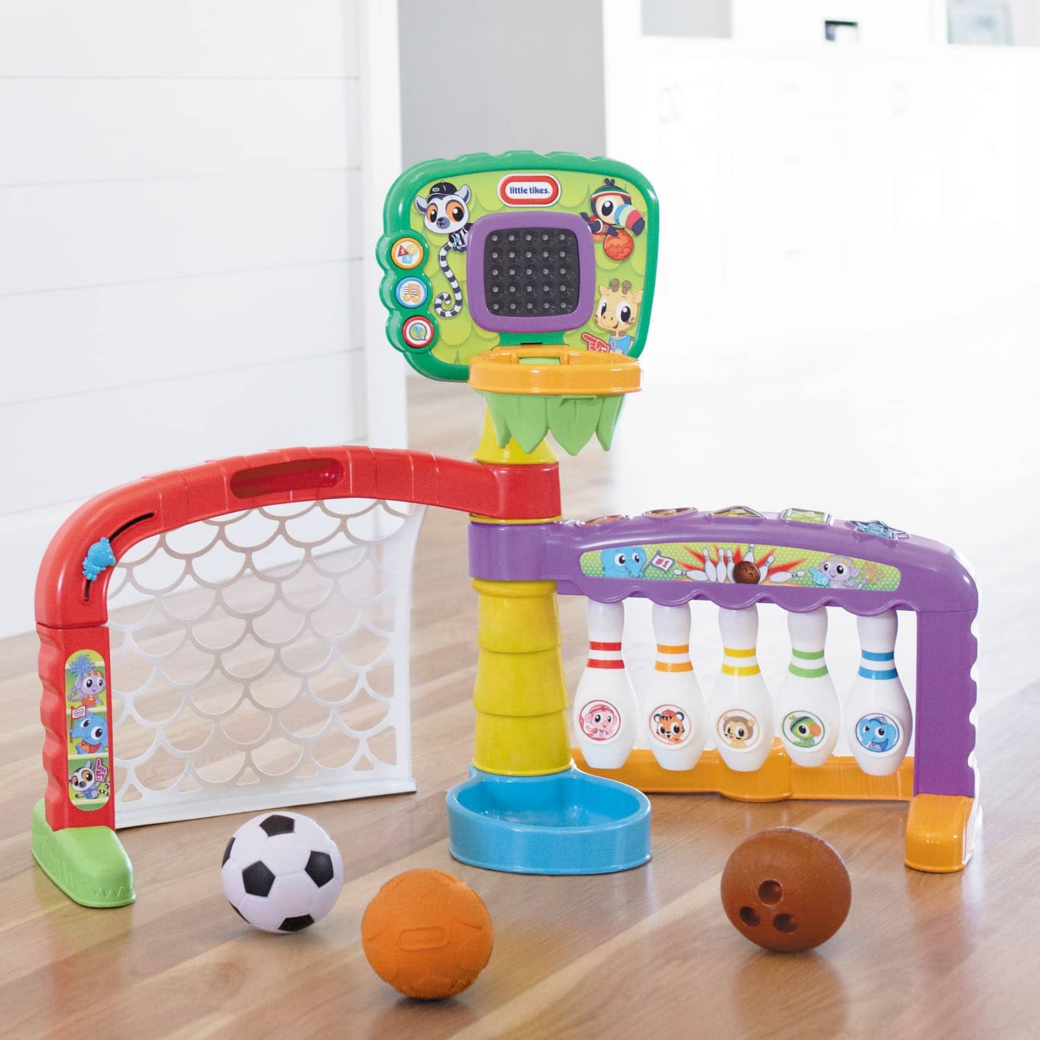 Little Tikes - 3-in-1 Sports Zone Dunk Kick Score Bowling Basketball Soccer Playset