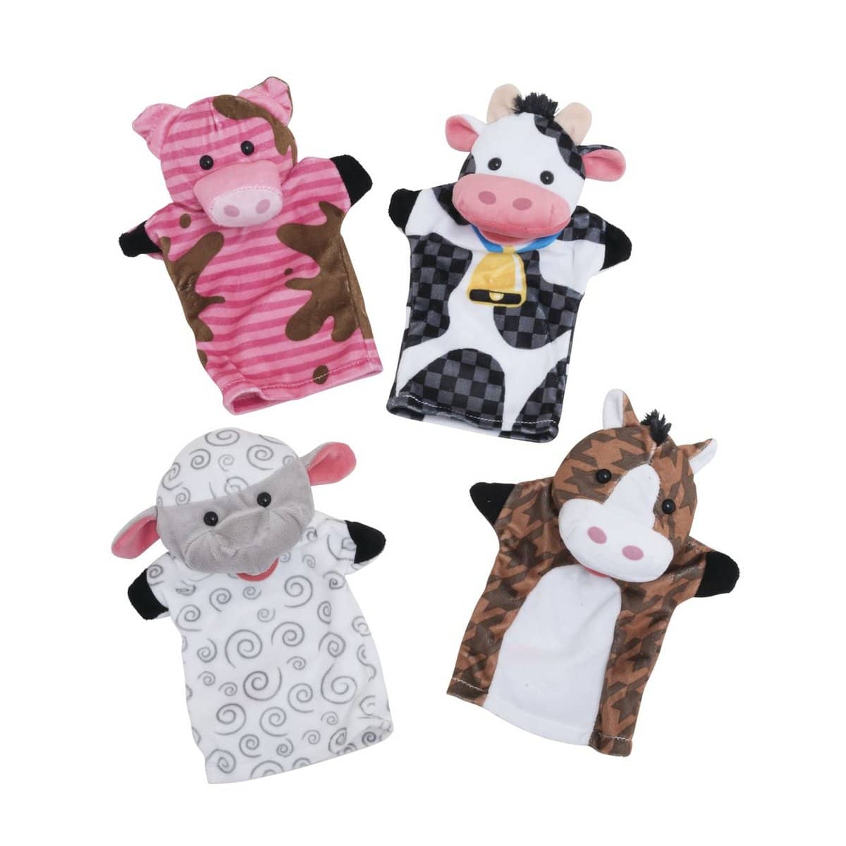 Melissa & Doug - 4 X Hand Puppets Set Farm Friends sheep cow pig and horse