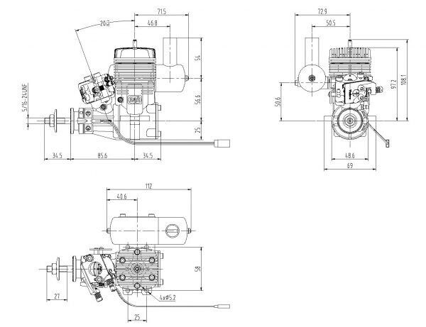 NGH - GT25 25CC GAS 2-STROKE ENGINE WITH MUFFLER