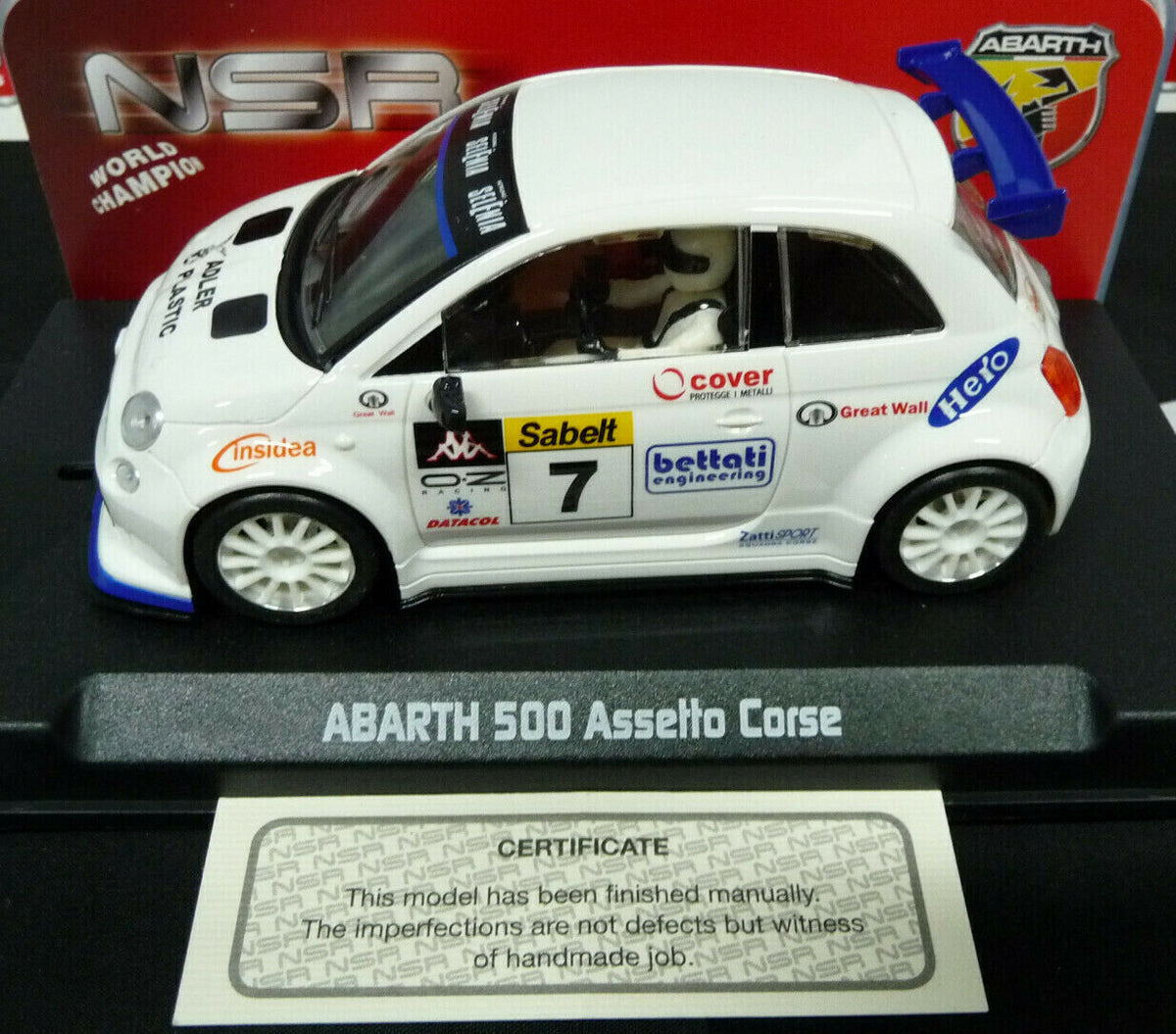 NSR - 1:32 0040SW ABARTH 500 ASSETTO CORSE SELENIA NO7 SLOT CAR ALSO SUITS SCALEXTRIC/CARRERA