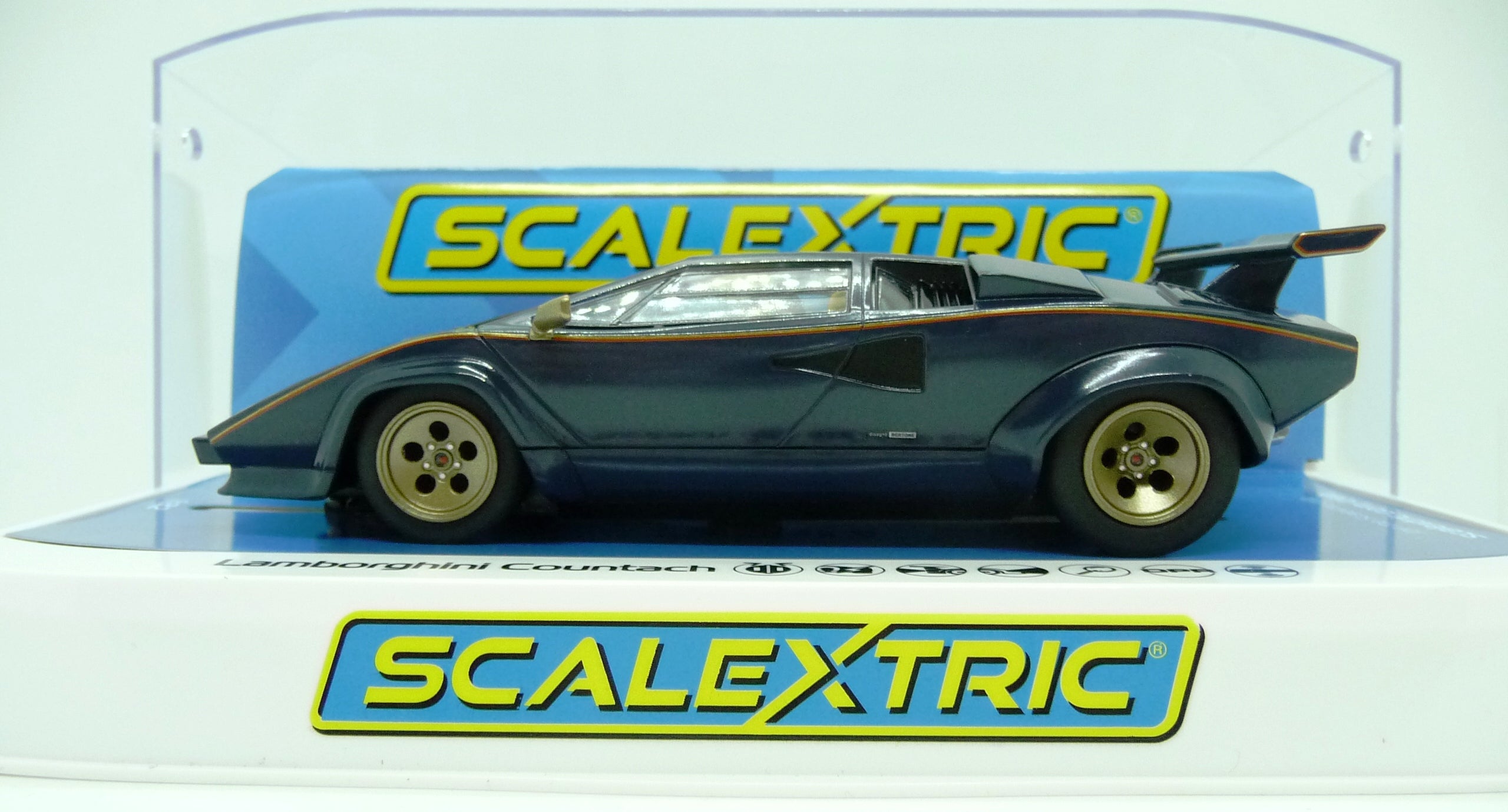 SCALEXTRIC - C4411 LAMBORGHINI COUNTACH - BLUE+ GOLD