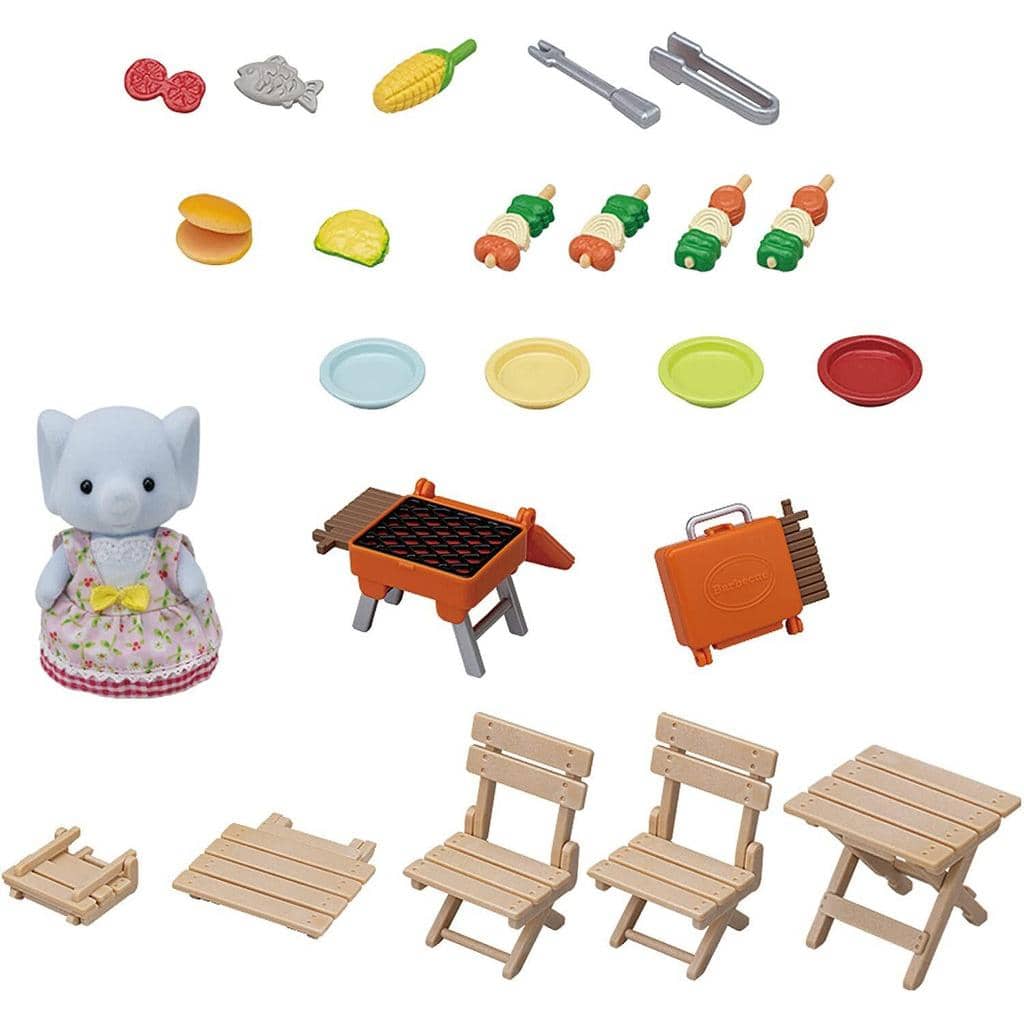 Sylvanian Families - Bbq Picnic Playset With Elephant Girl Animal Doll Playset