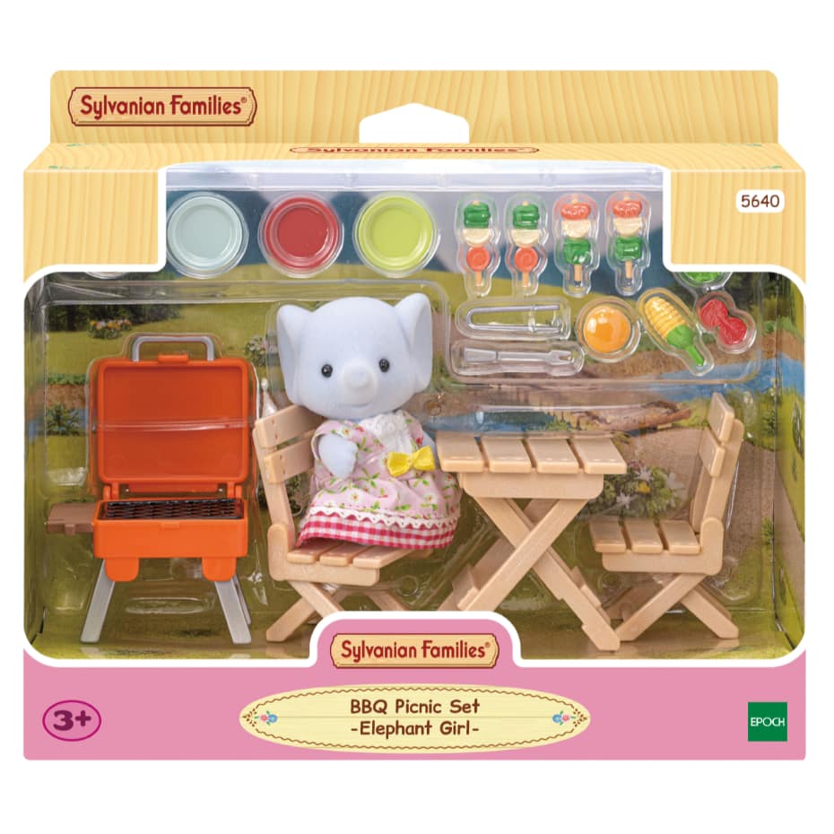Sylvanian Families - Bbq Picnic Playset With Elephant Girl Animal Doll Playset