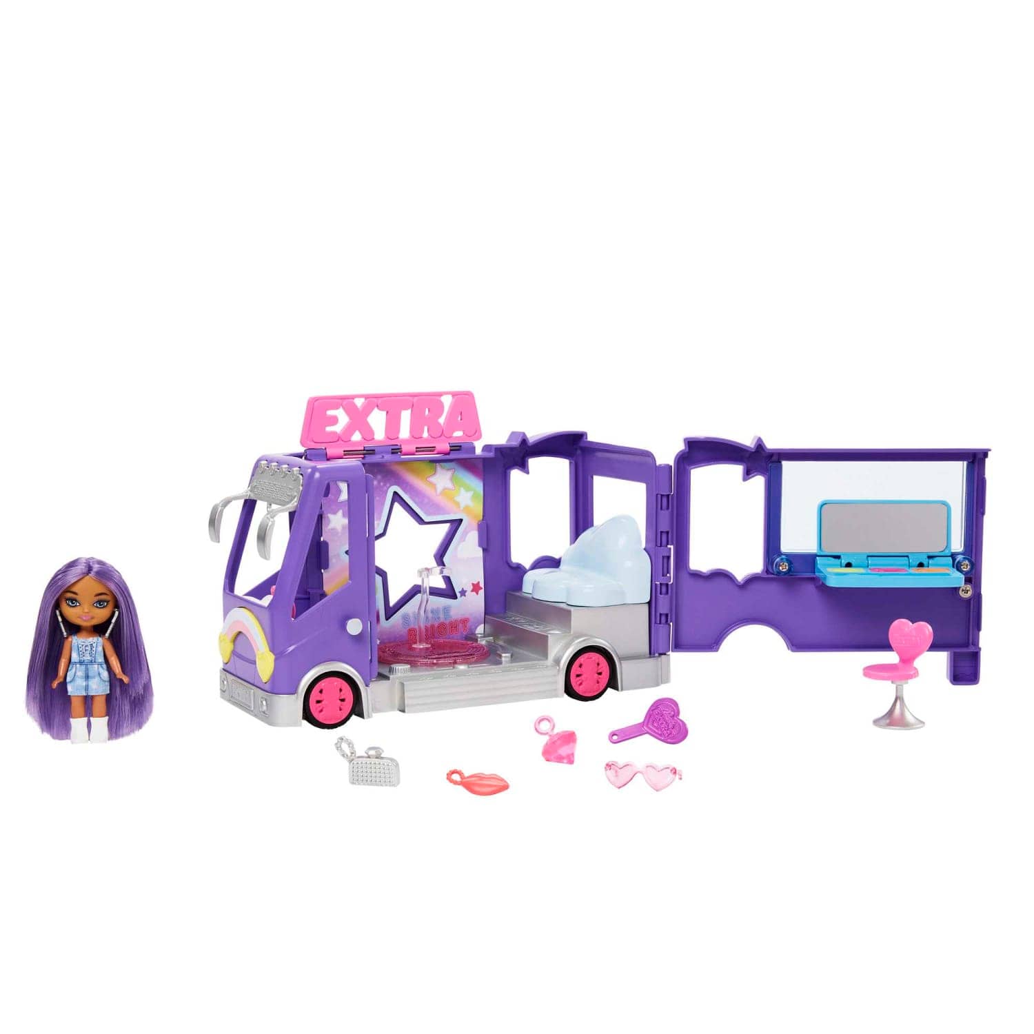 Barbie - Extra Mini Minis Tour Bus Playset With Doll Expandable Vehicle Clothes And Accessories