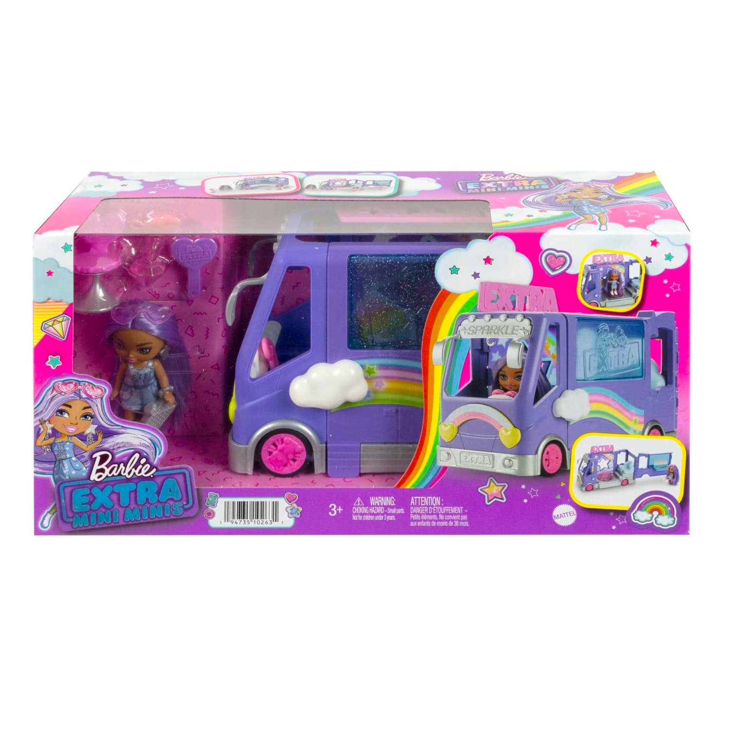 Barbie - Extra Mini Minis Tour Bus Playset With Doll Expandable Vehicle Clothes And Accessories